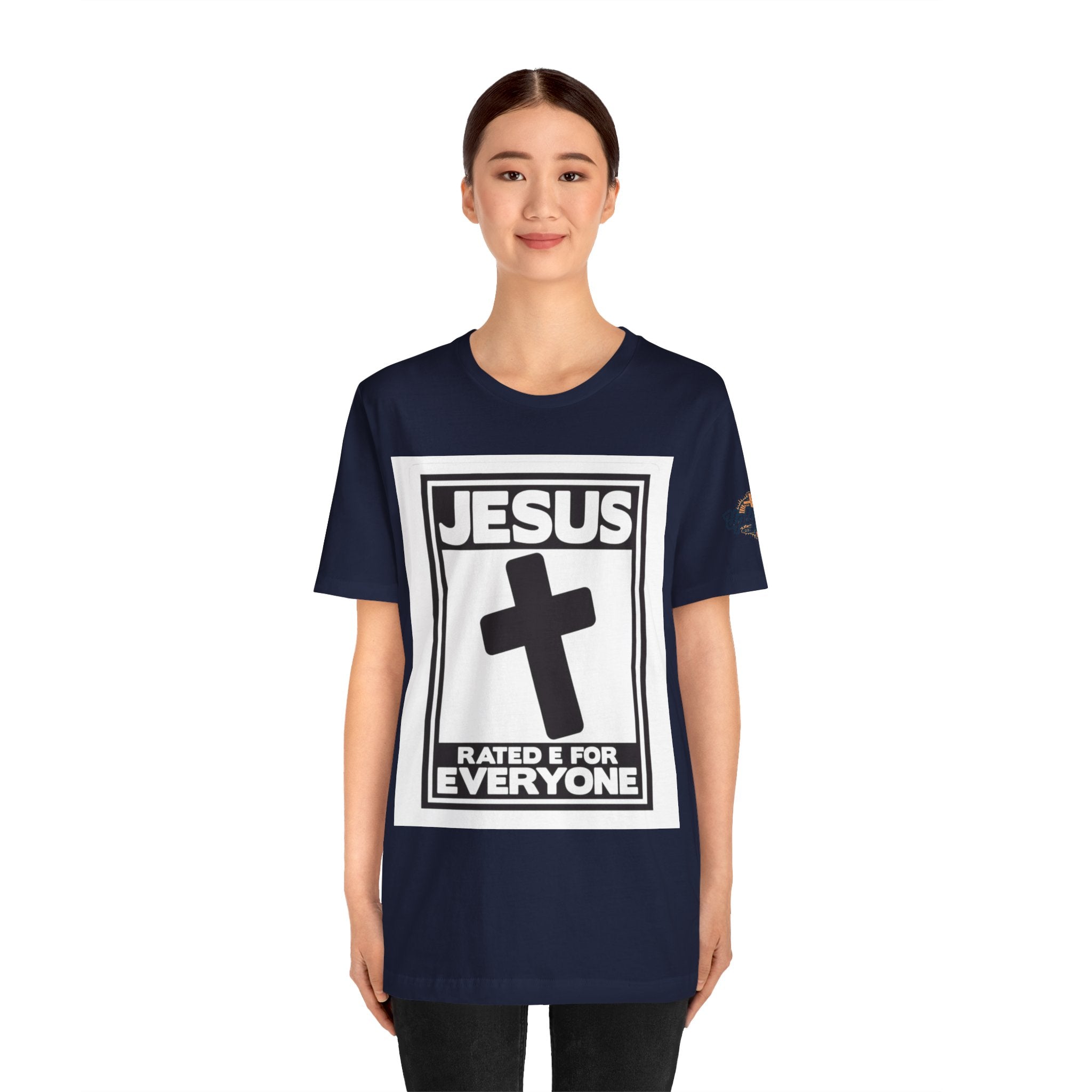 Jesus, Rated E for Everyone T-shirt - Gamer Faith T-shirt - Christian Video Game Parody Printify