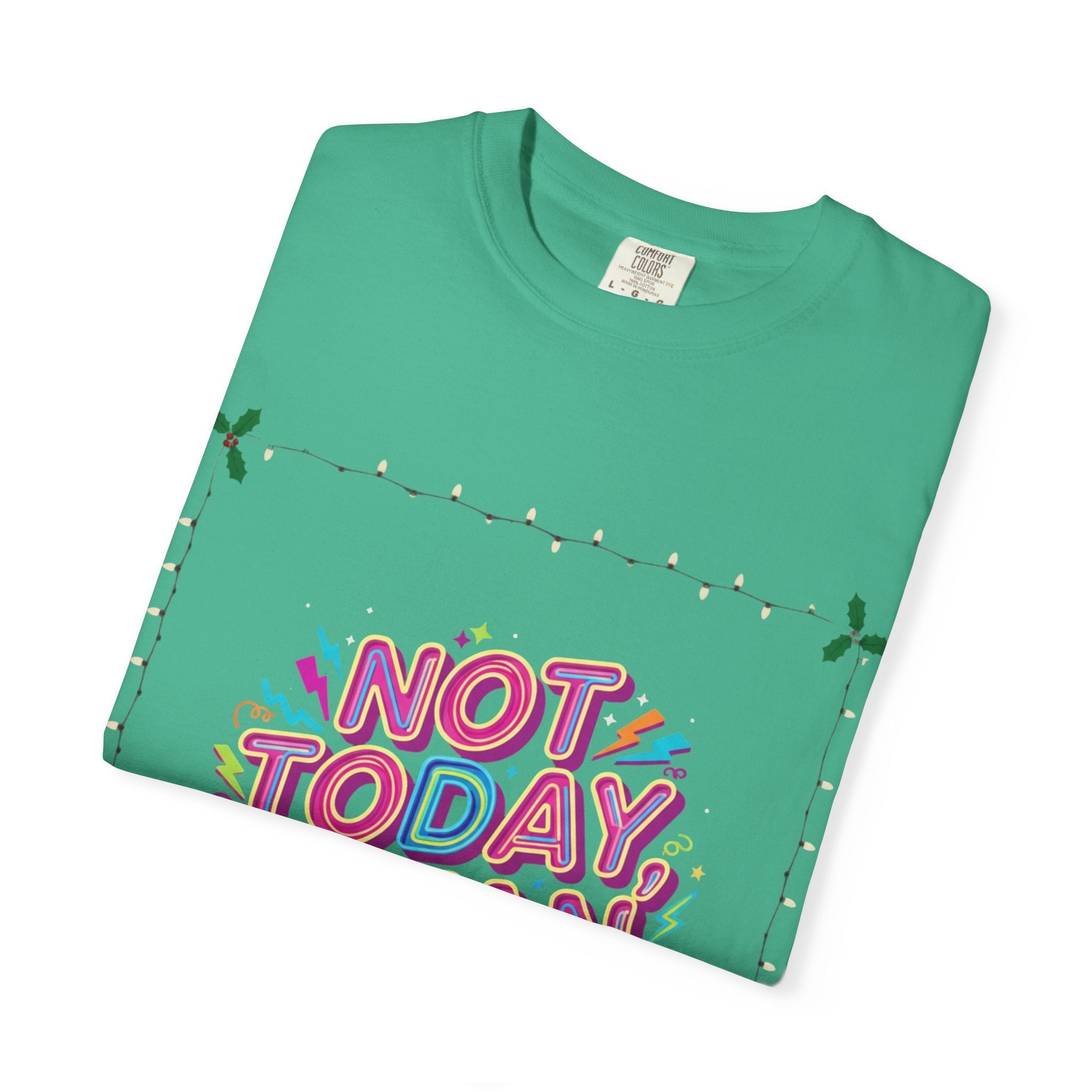 🔥 Not Today, Satan – Retro 90s Christian T-Shirt | Neon Faith Tee | Funky Cartoon Devil | Bold Bible Verse Shirt | Uplifted Gear Printify
