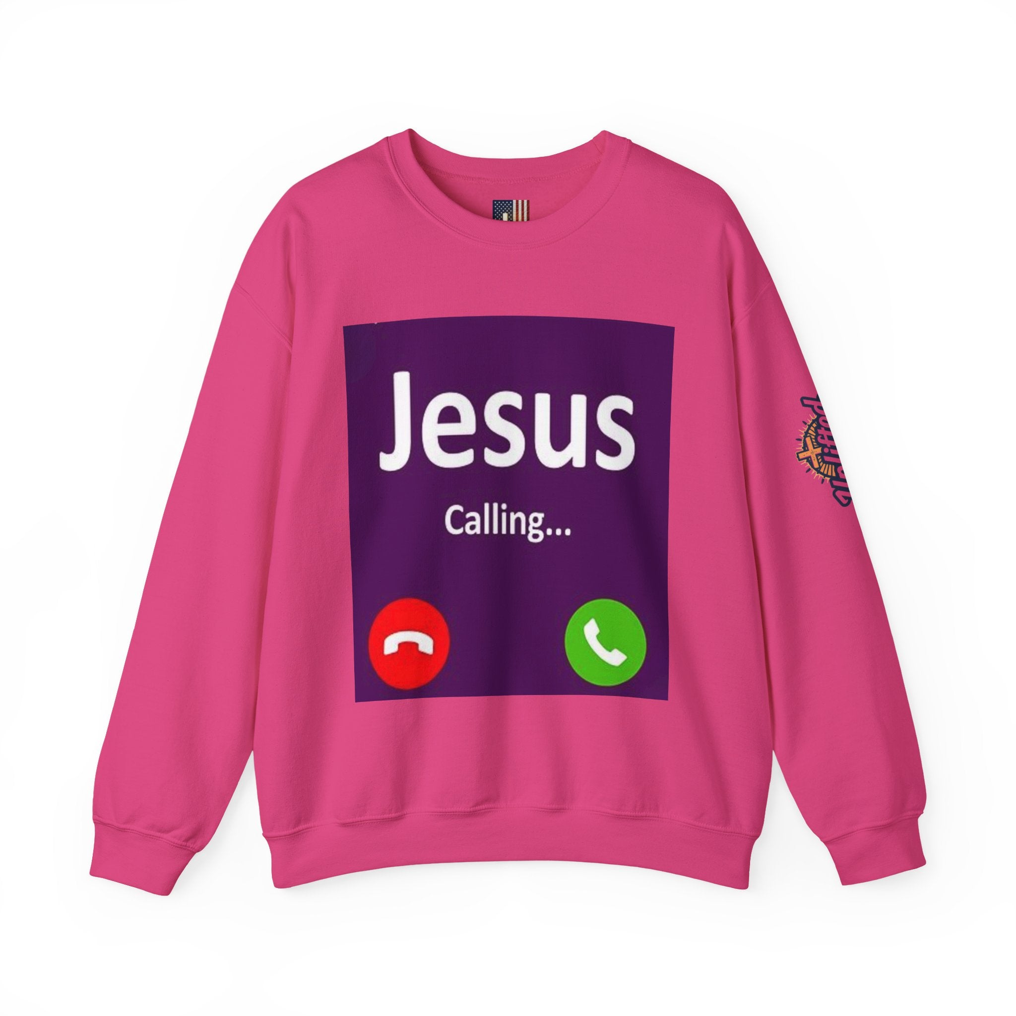 Jesus Calling Sweatshirt – Funny Cell Phone Screen Christian Sweatshirt for Divine Connection & Faith Humor Printify