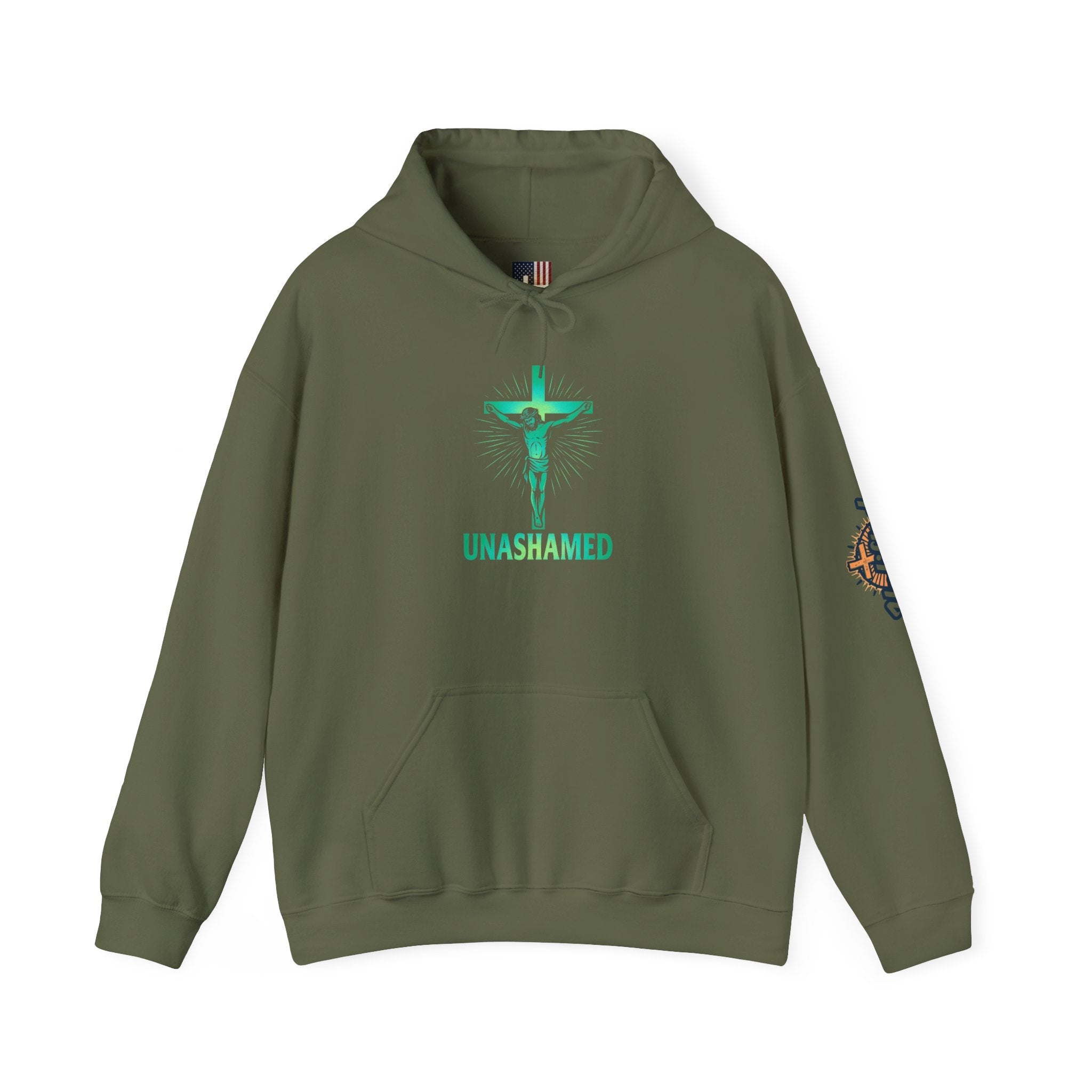 Unashamed Hoodie – Romans 1:16 Crucifixion Christian Hoodie for Bold Unwavering Faith Printify