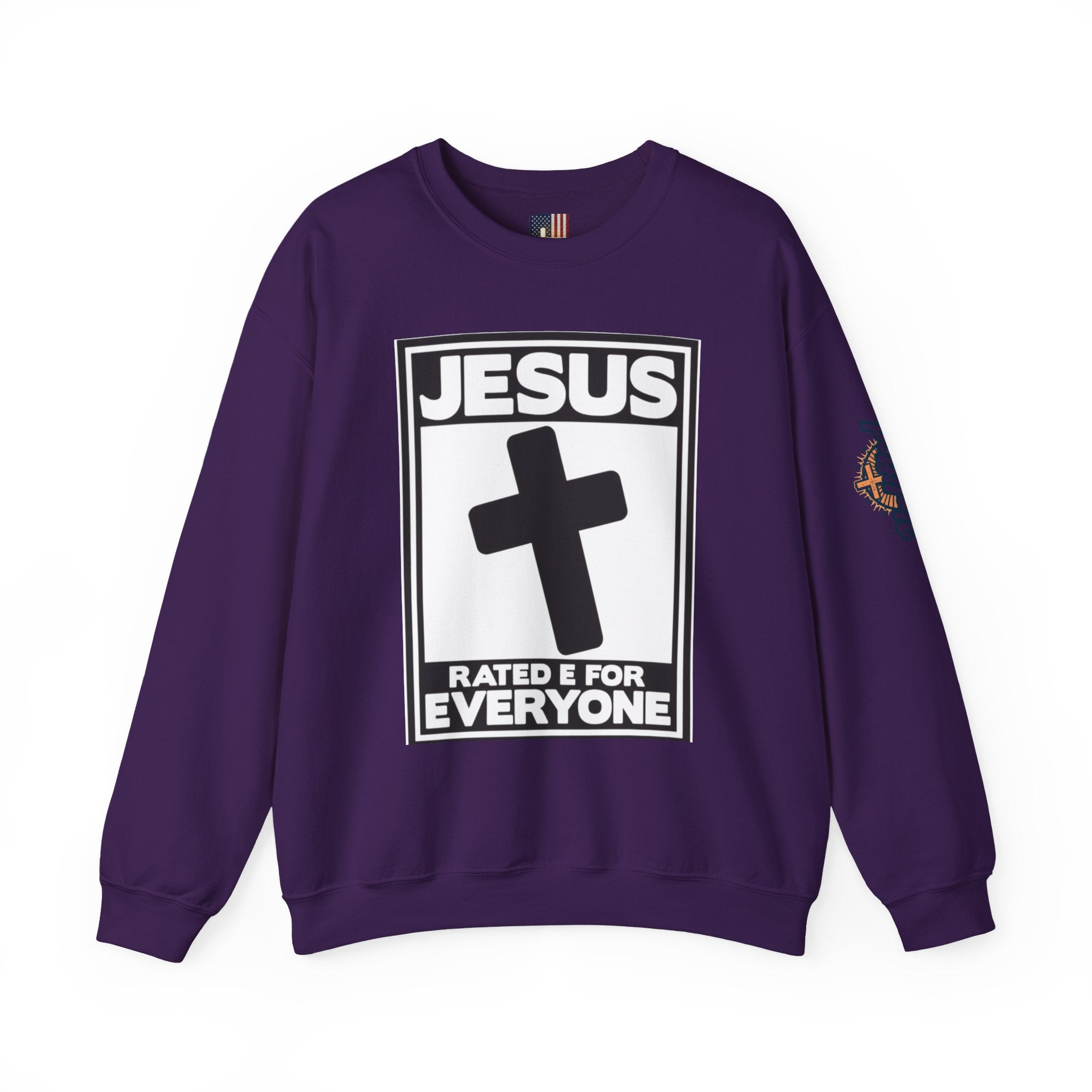 Jesus, Rated E for Everyone Sweatshirt - Gamer Faith Sweatshirt - Christian Video Game Parody Printify