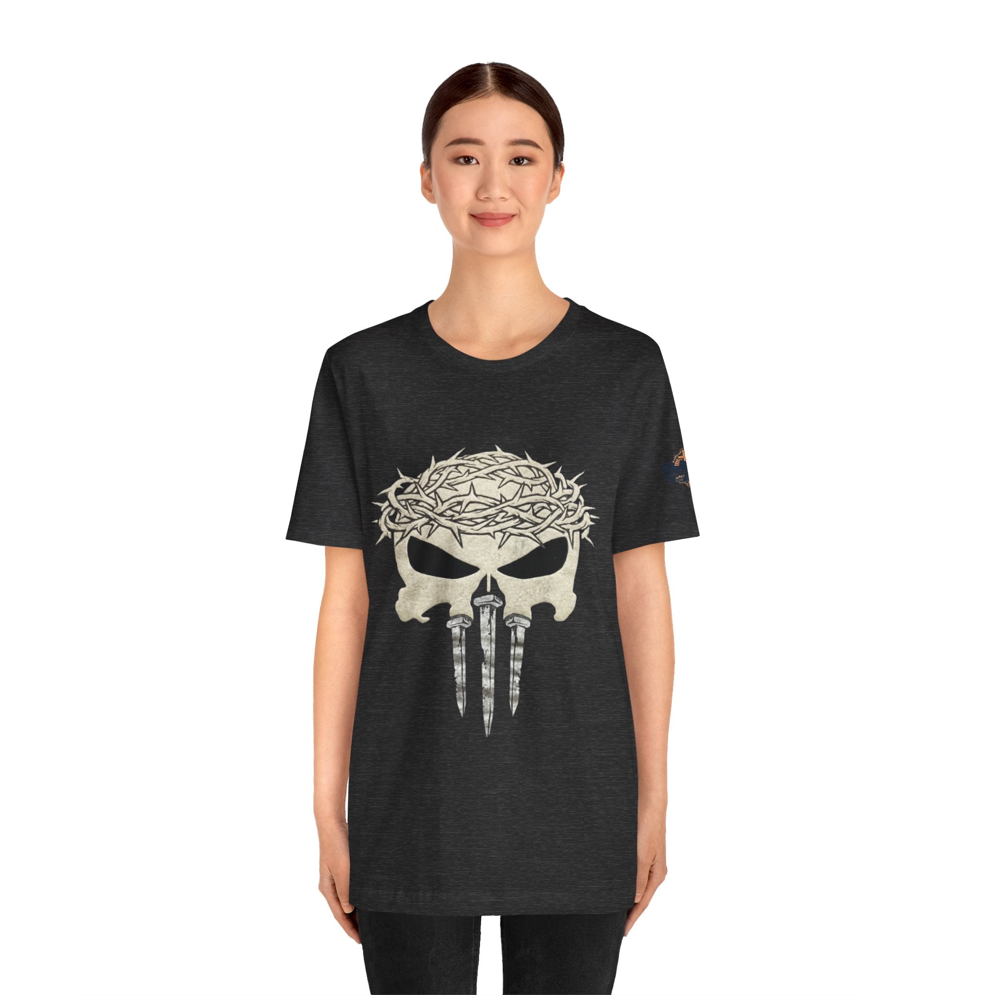 Christian Skull T-shirt - Crown of Thorns & Nails - Warrior Faith T-shirt Printify