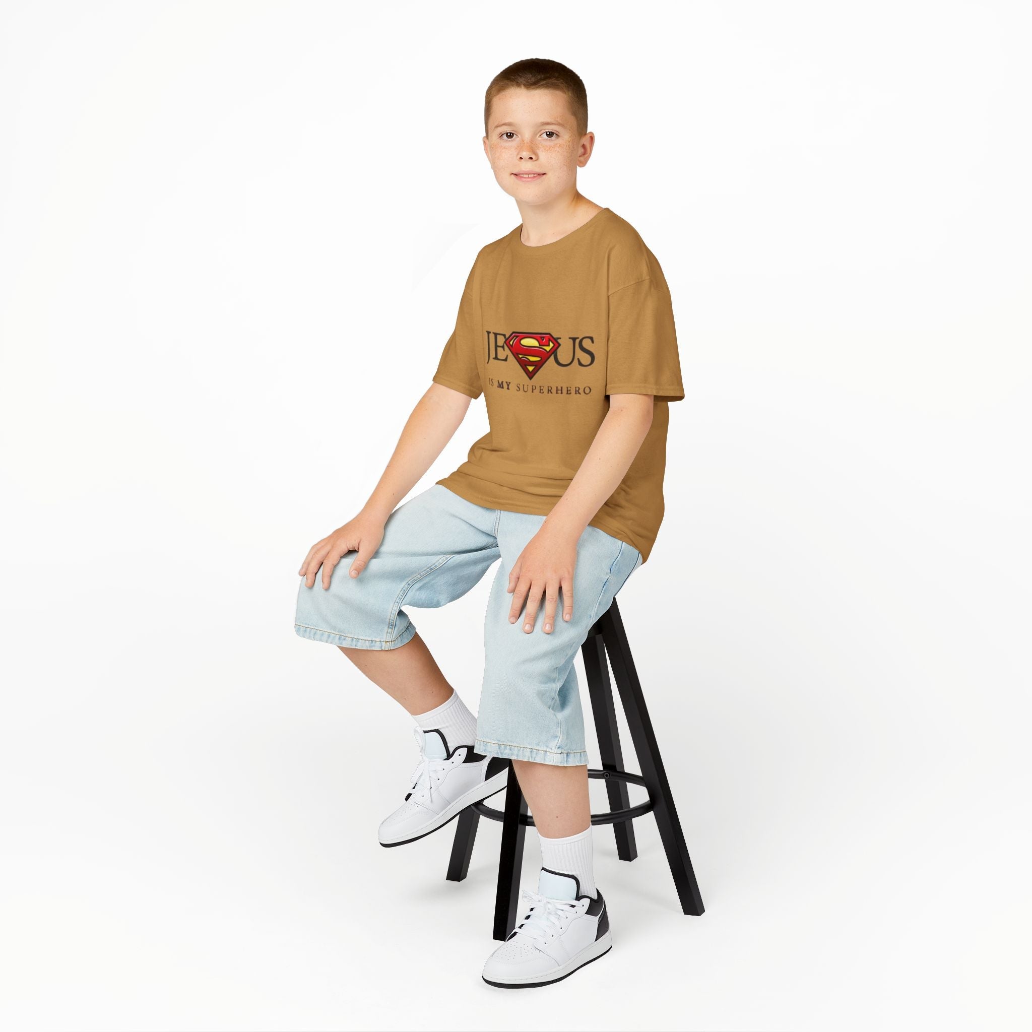 Jesus Is My Superhero T-Shirt — Faith-Based Superman-Inspired Tee Printify