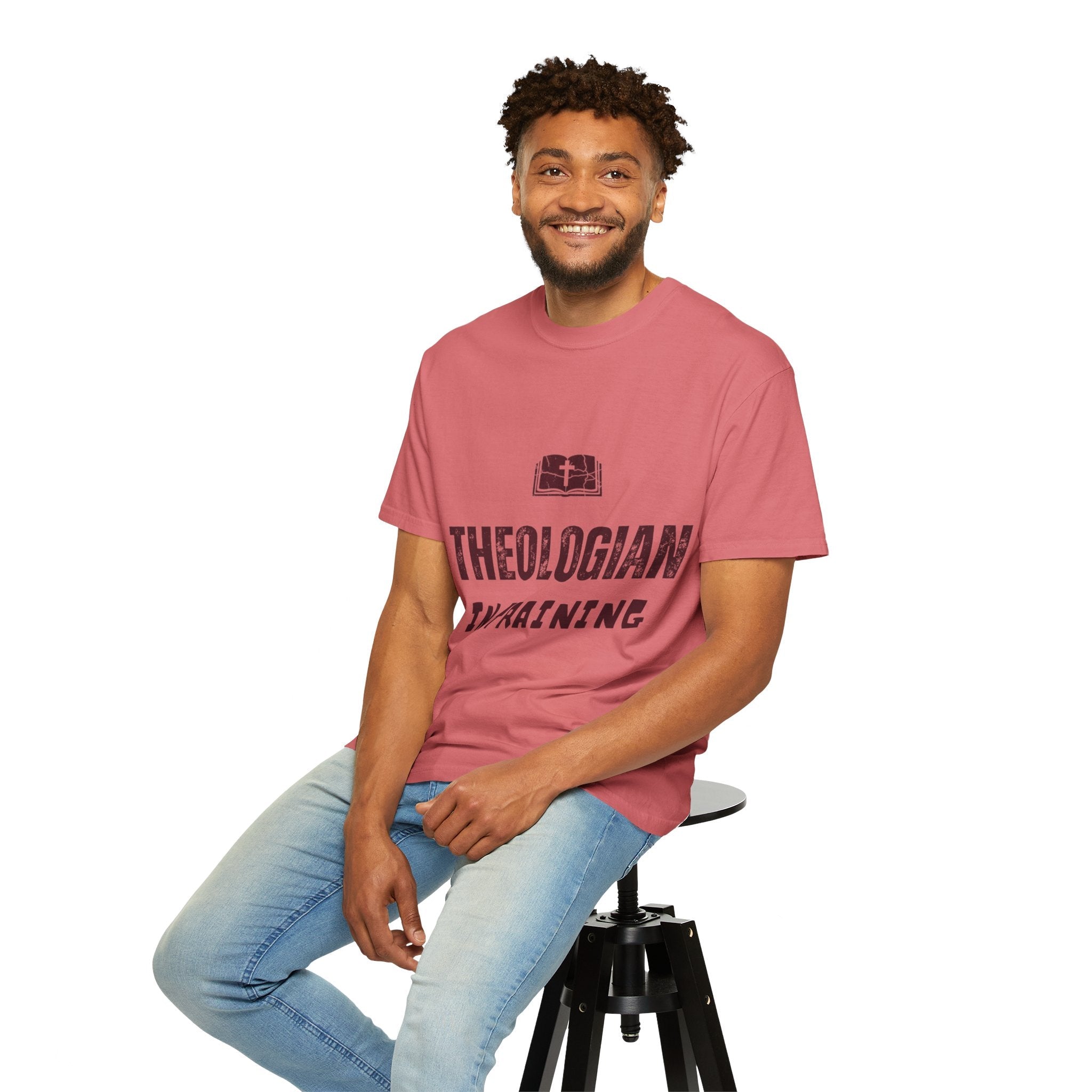 Theologian in Training T-Shirt – Open Bible & Cross Christian Tee for Faithful Learners Printify