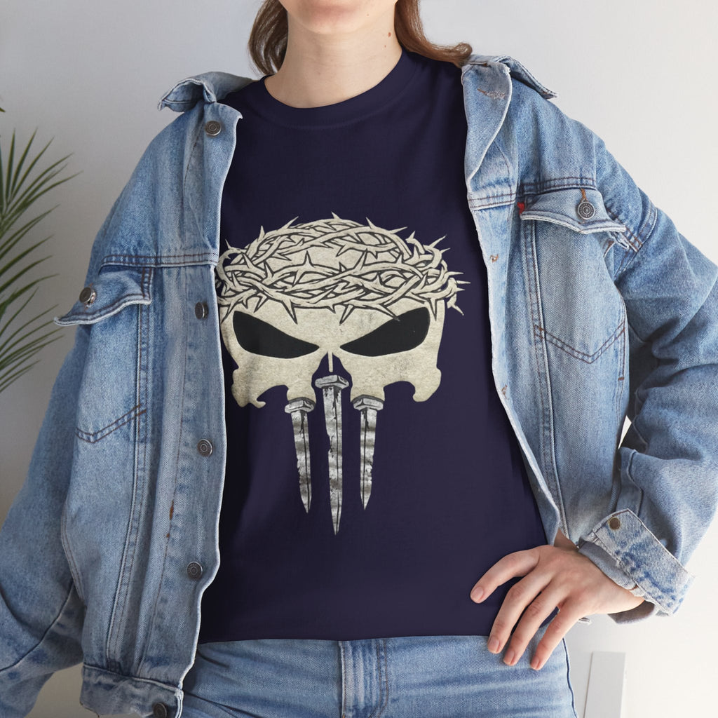Christian Skull T-shirt - Crown of Thorns & Nails - Warrior Faith T-shirt Printify