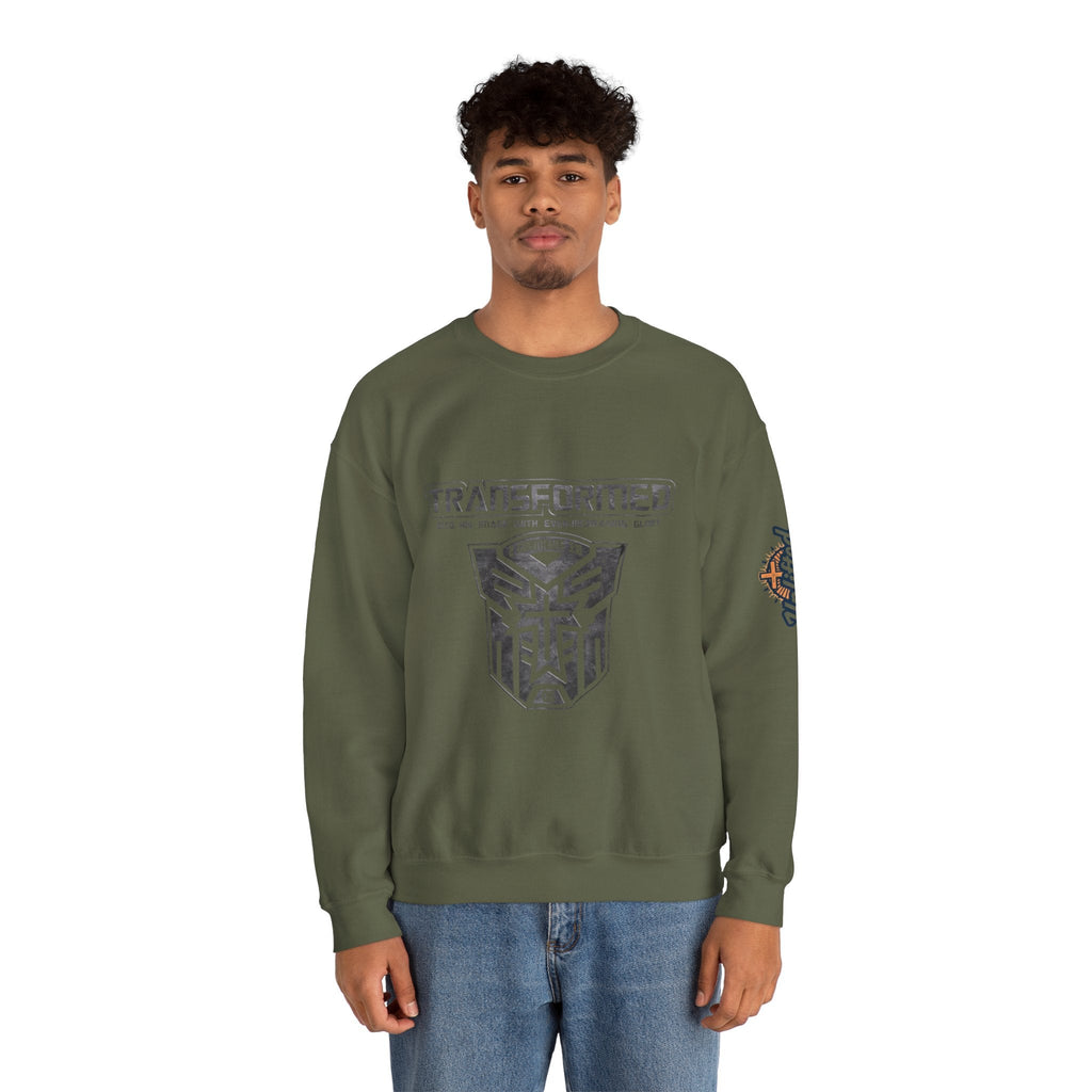 Transformer Logo Christian Sweatshirt | 2 Corinthians 3:18 Bible Verse Sweatshirt Printify