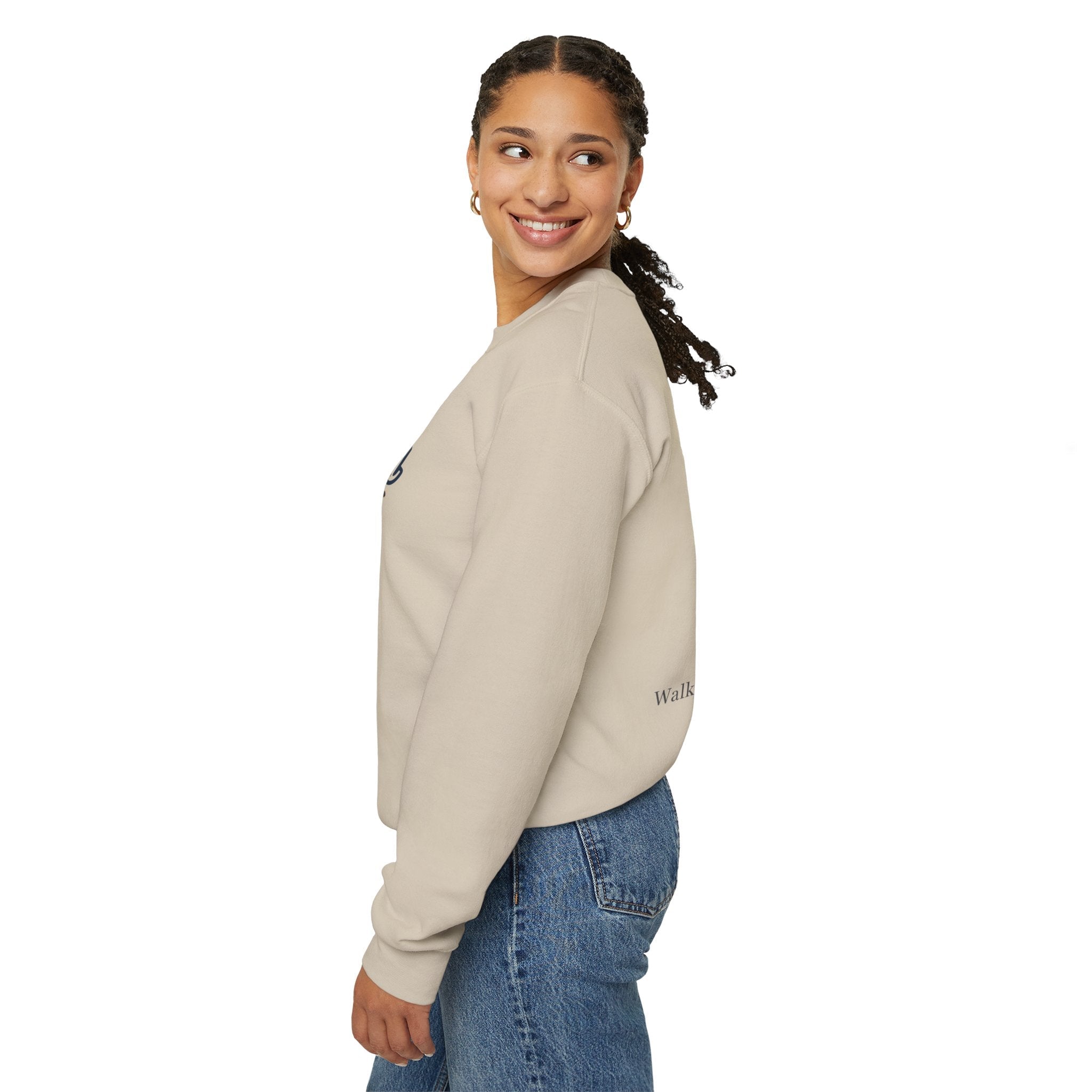 Walk by Faith Sweatshirt – Cross & Footprints Christian Sweatshirt for Cozy Inspiration Printify