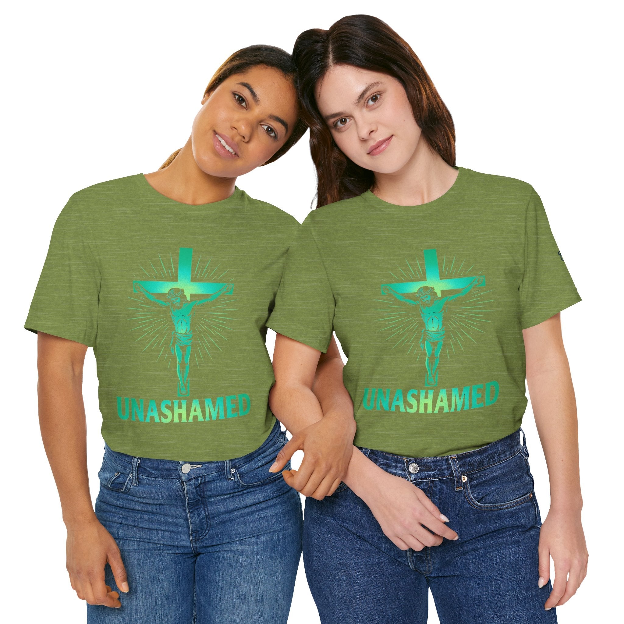 Unashamed T-shirt – Romans 1:16 Crucifixion Christian t-shirt for Bold Unwavering Faith Printify