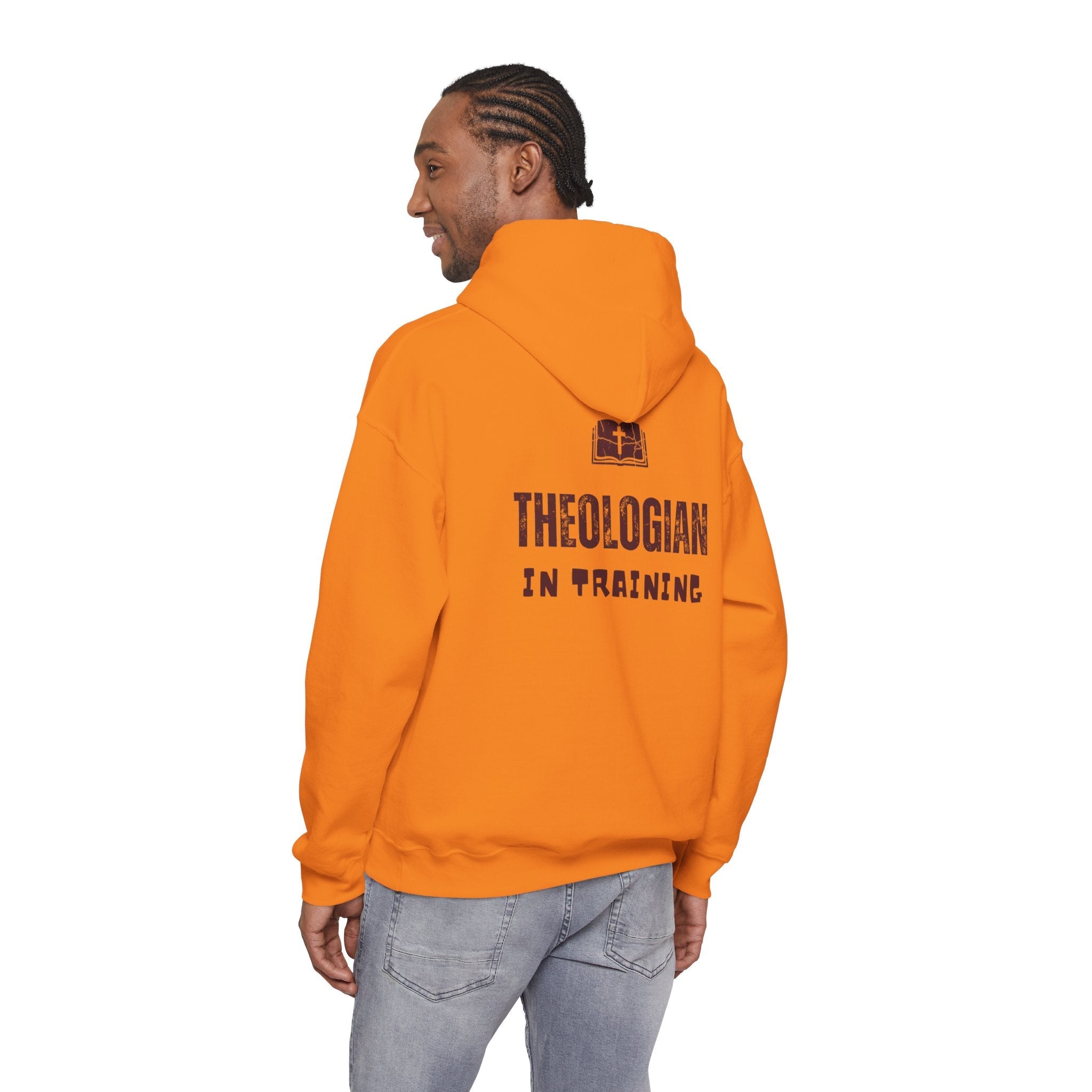 Theologian in Training Hoodie – Open Bible & Cross Christian Hoodie for Faithful Growth Printify