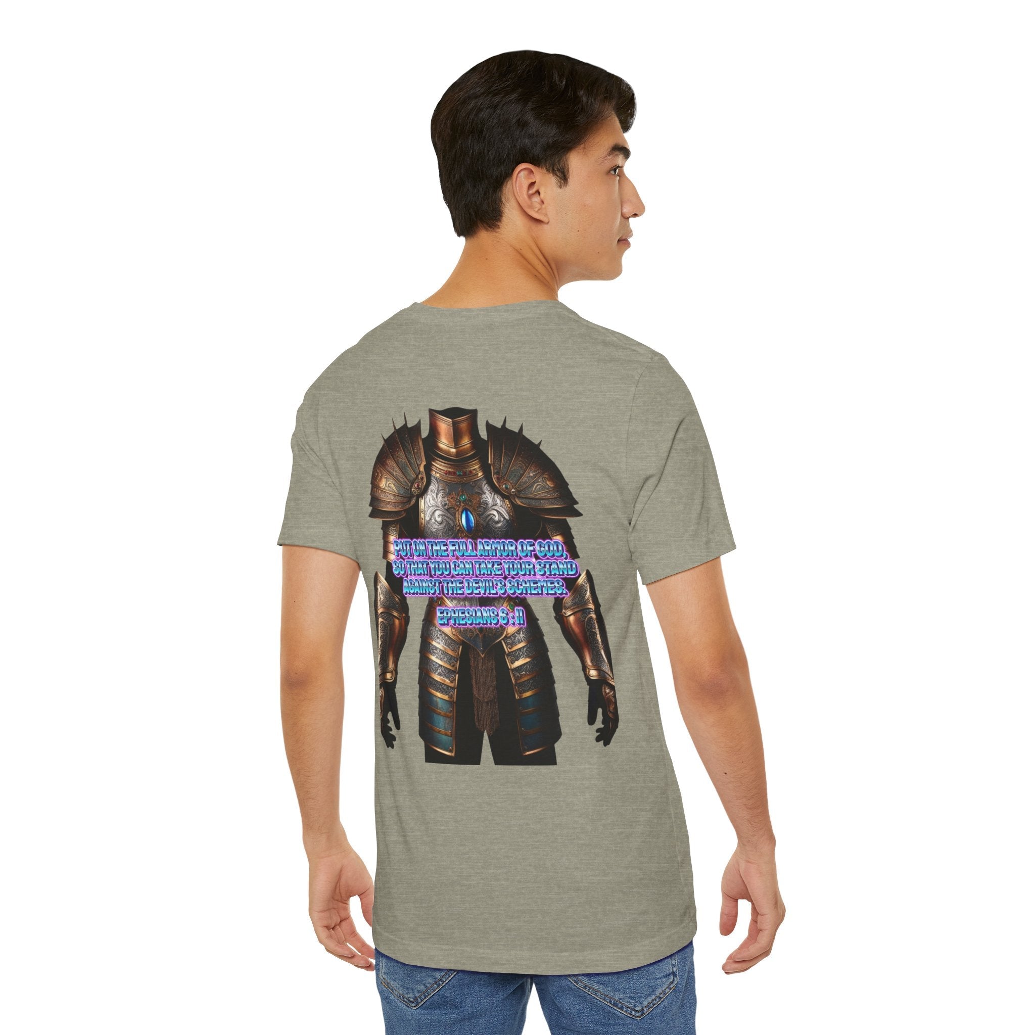 Religious Graphic Tee with Armor Of God Design Unisex Jersey Short Sleeve Tee Printify