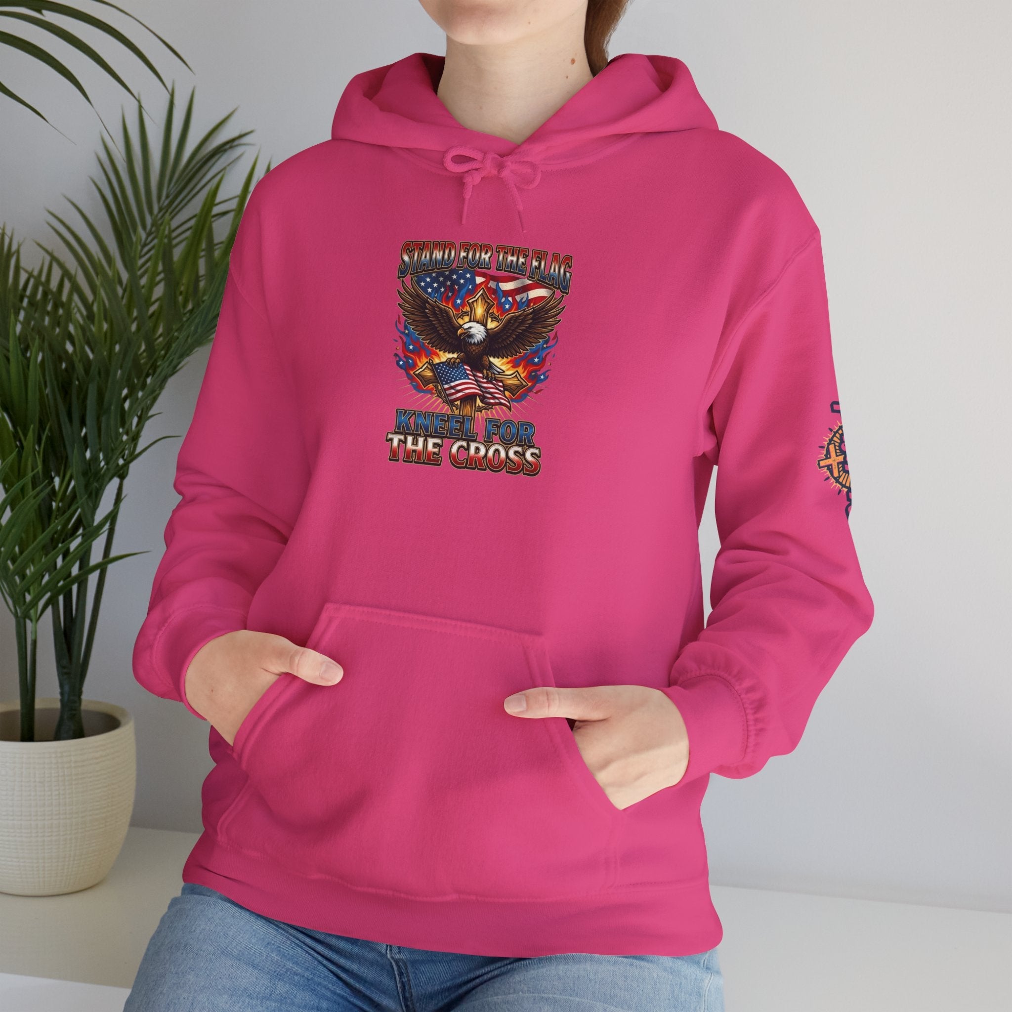 Stand for the Flag Kneel for the Cross Hoodie | Patriotic Eagle Hoodie Printify