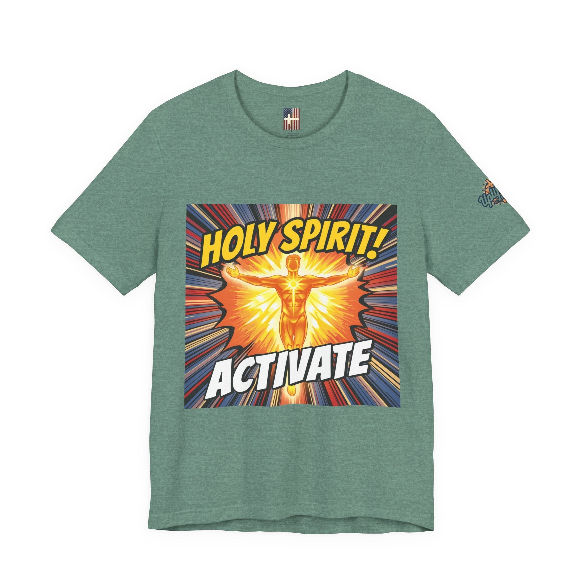 Holy Spirit Activate T-shirt – Superhero Christian T-shirt with Vibrant Power-Up Design for Faith-Fueled Boldness Printify