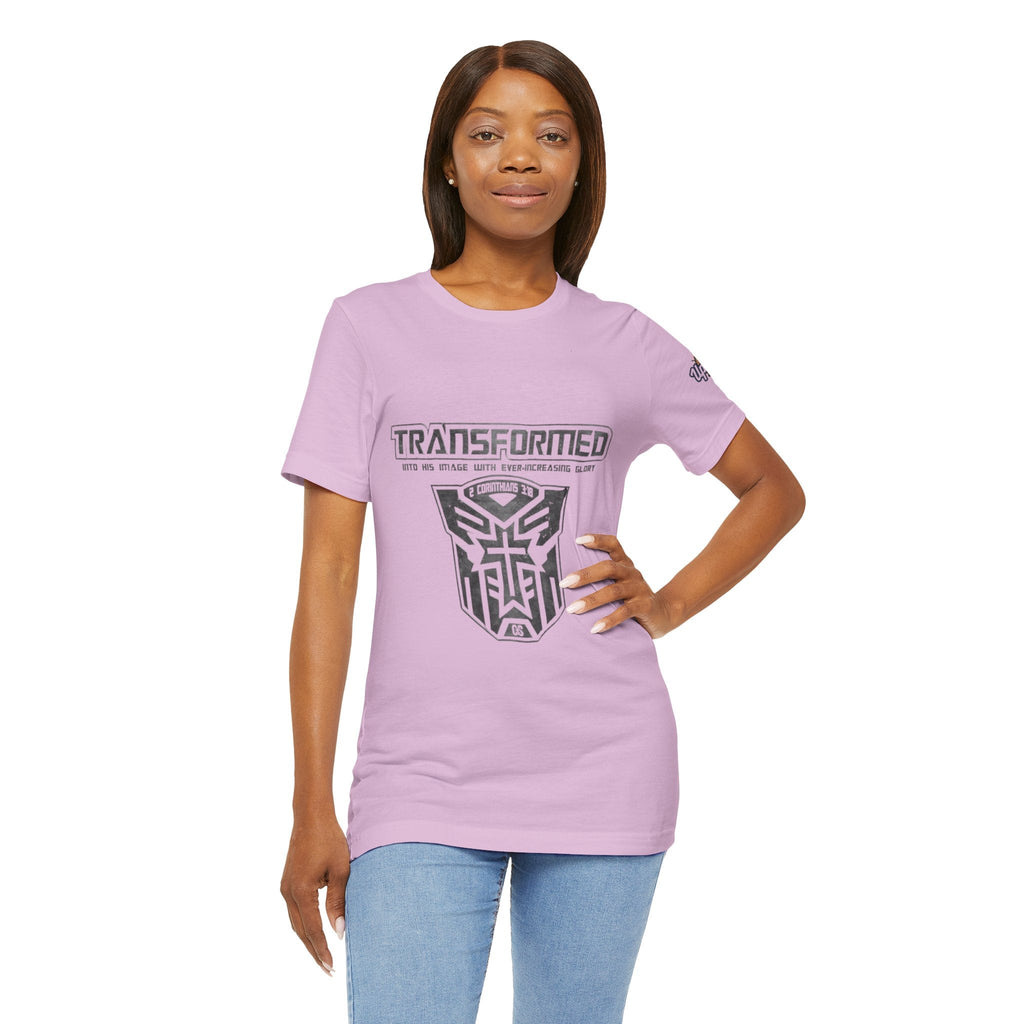 Transformer Logo Christian T-shirt | 2 Corinthians 3:18 Bible Verse T-shirt Printify