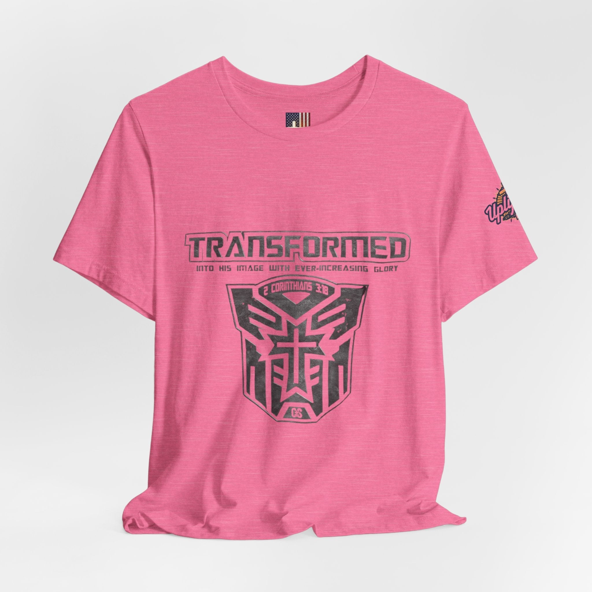 Transformer Logo Christian T-shirt | 2 Corinthians 3:18 Bible Verse T-shirt Printify