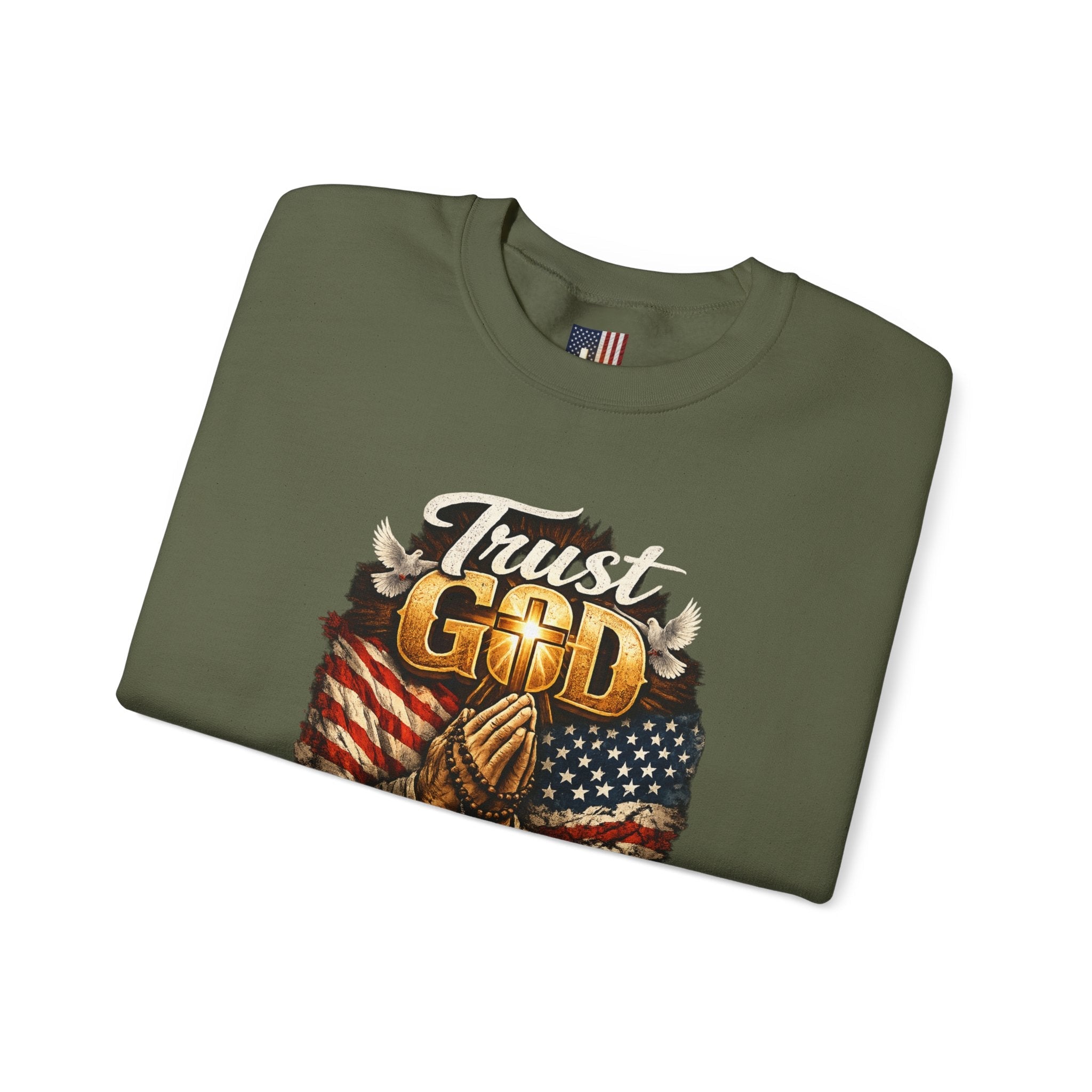 Trust God Not Government Sweatshirt — Vintage Patriotic Christian Sweatshirt Printify
