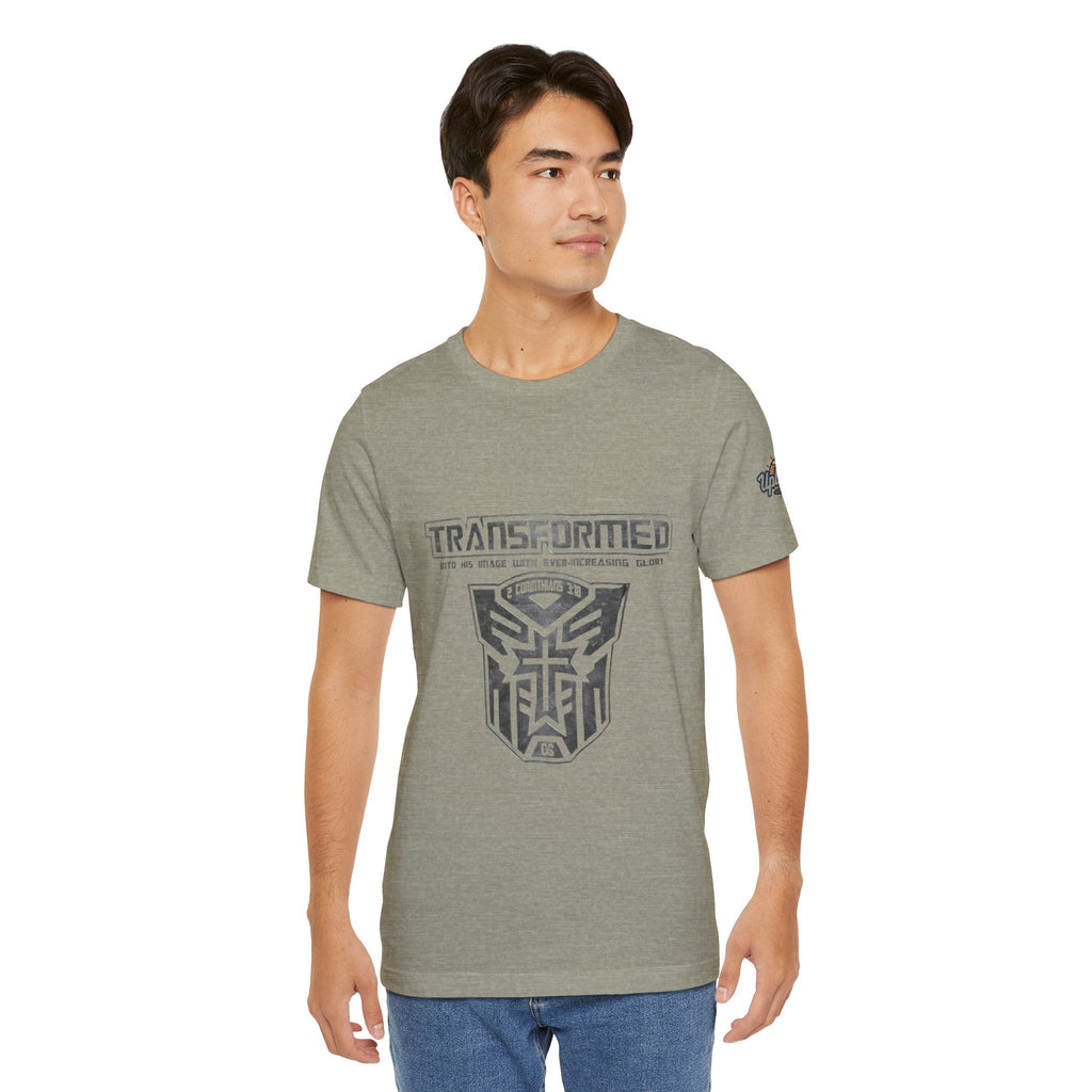 Transformer Logo Christian T-shirt | 2 Corinthians 3:18 Bible Verse T-shirt Printify
