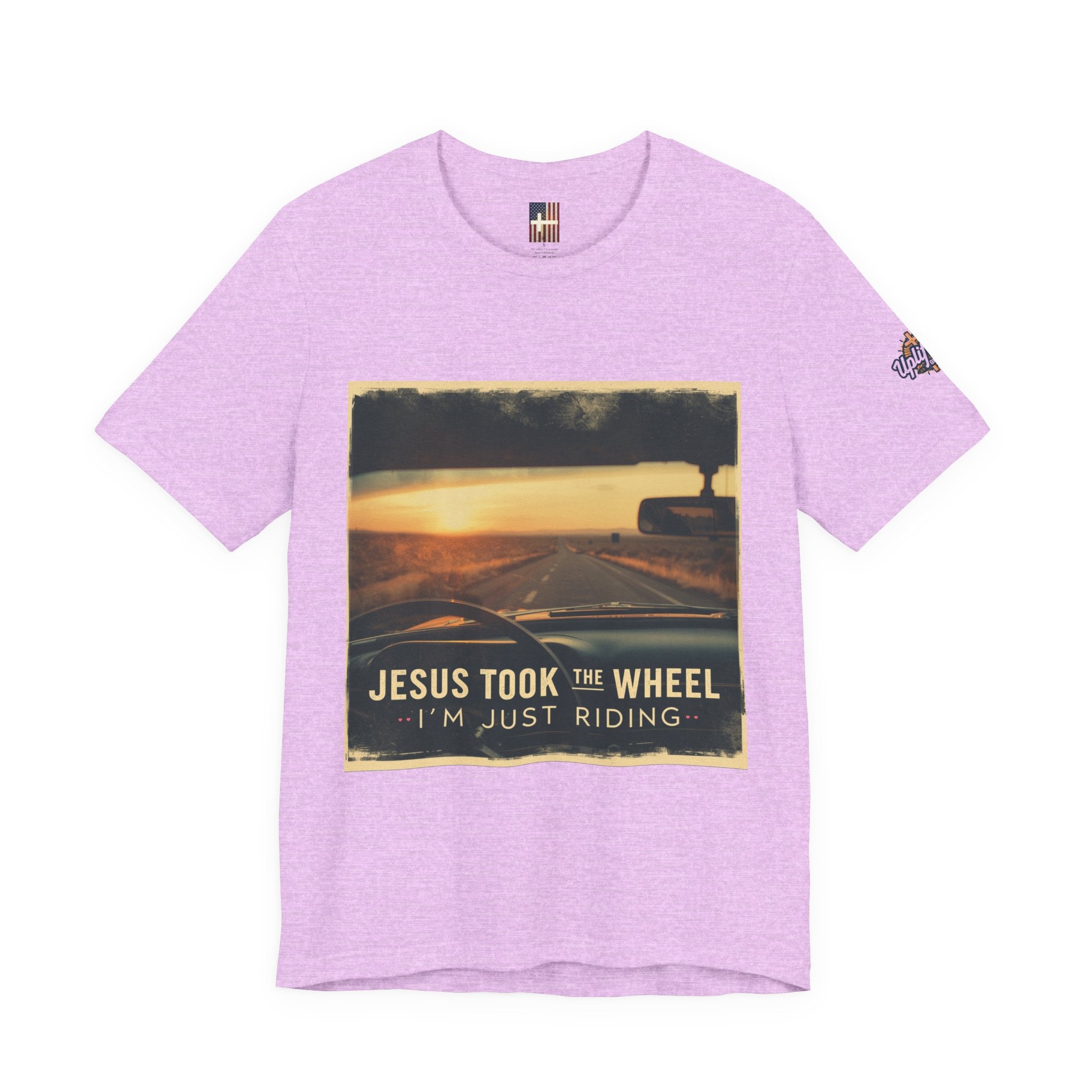 Jesus Took the Wheel I'm Just Riding T-shirt – Funny Christian Convertible Car T-shirt for Surrendered Faith & Humor Printify
