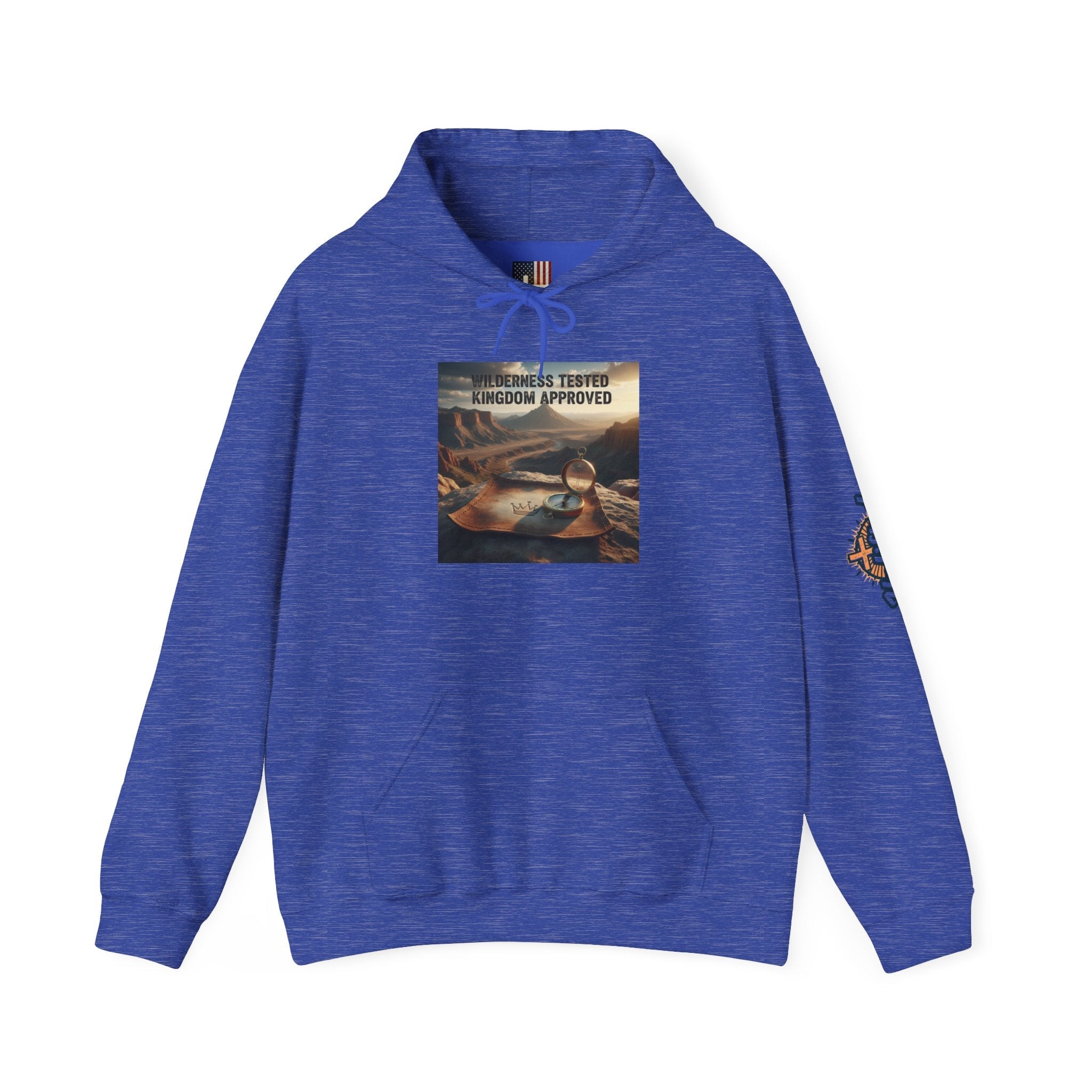 Wilderness Tested Kingdom Approved Hoodie – Mountain Desert Compass Crown Christian Sweatshirt for Biblical Adventure Faith Printify