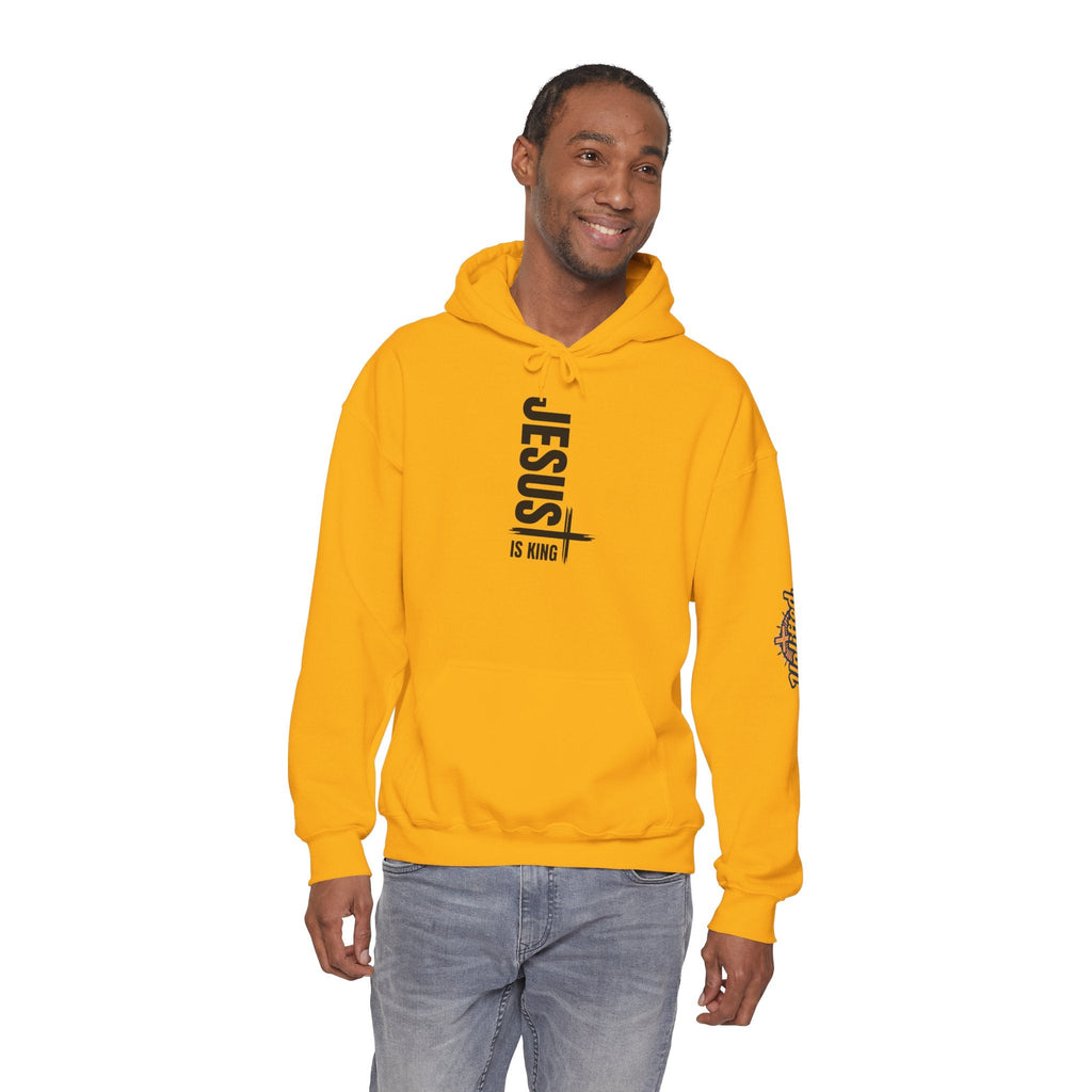 Jesus Is King Hoodie | Modern Typographic Cross Christian Hoodie Printify