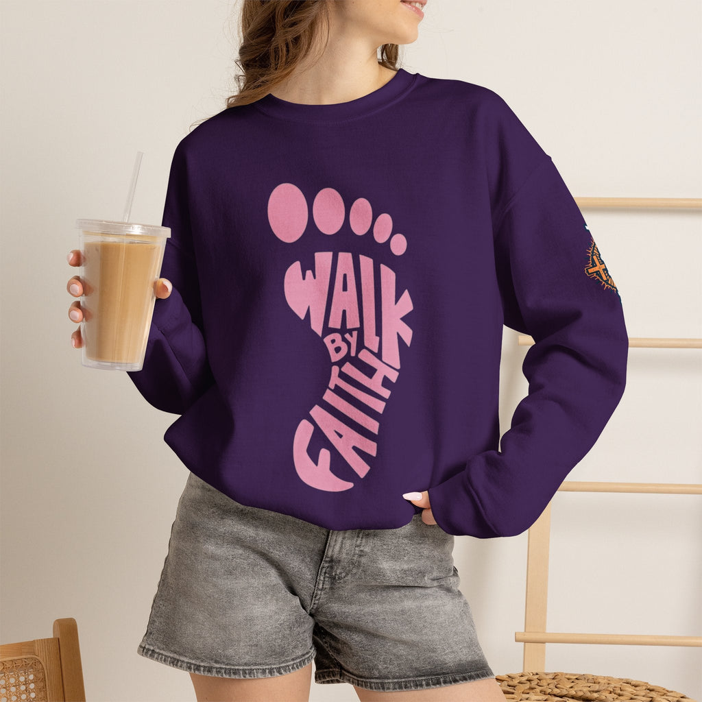 Walk By Faith Footprint Sweatshirt Printify