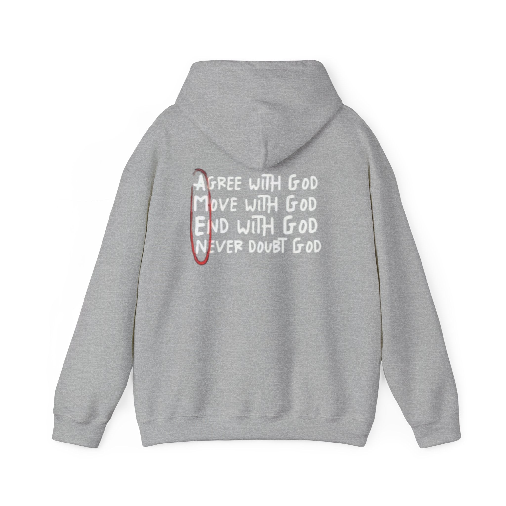 AMEN Acronym Hoodie – Agree with God Move with God End with God Never Doubt God Christian Sweatshirt for Unwavering Faith Printify