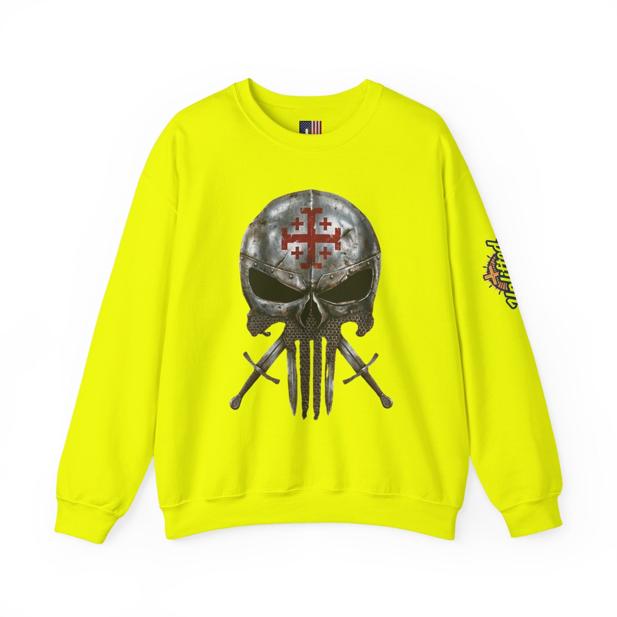 Crusader Knight Christian Skull Sweatshirt - Warrior Armor of God Sweatshirt Printify