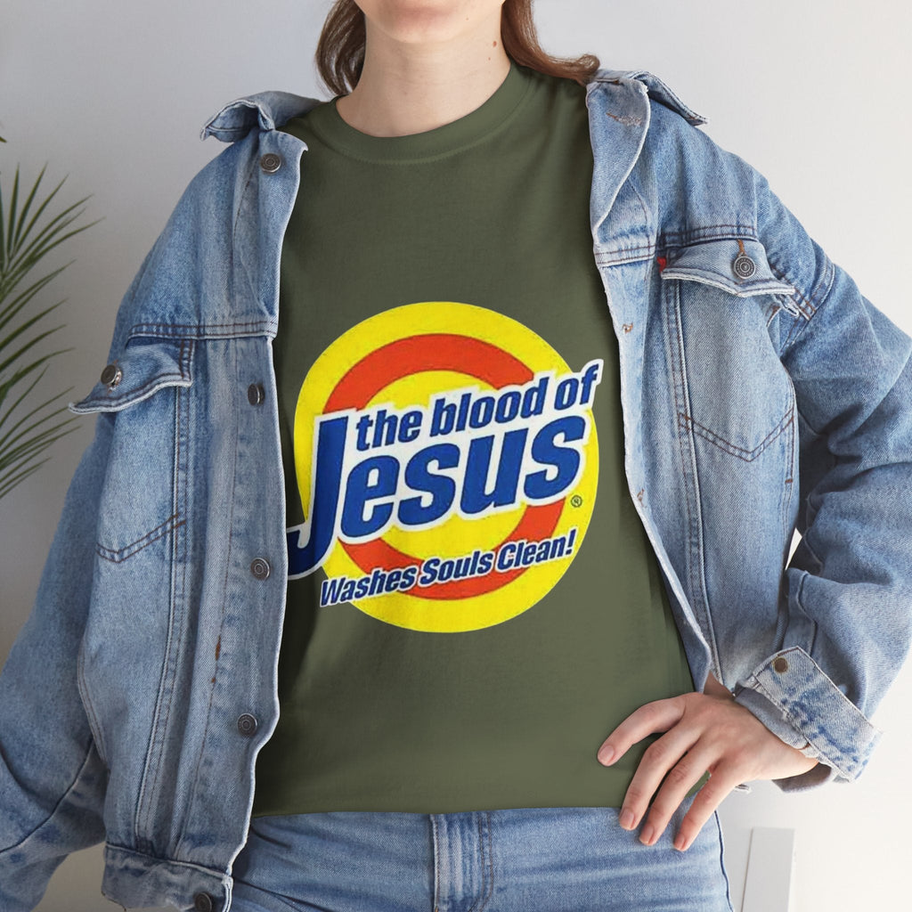 Blood of Jesus Washes Souls Clean T-shirt - Funny Tide Parody - Christian Faith T-shirt Printify