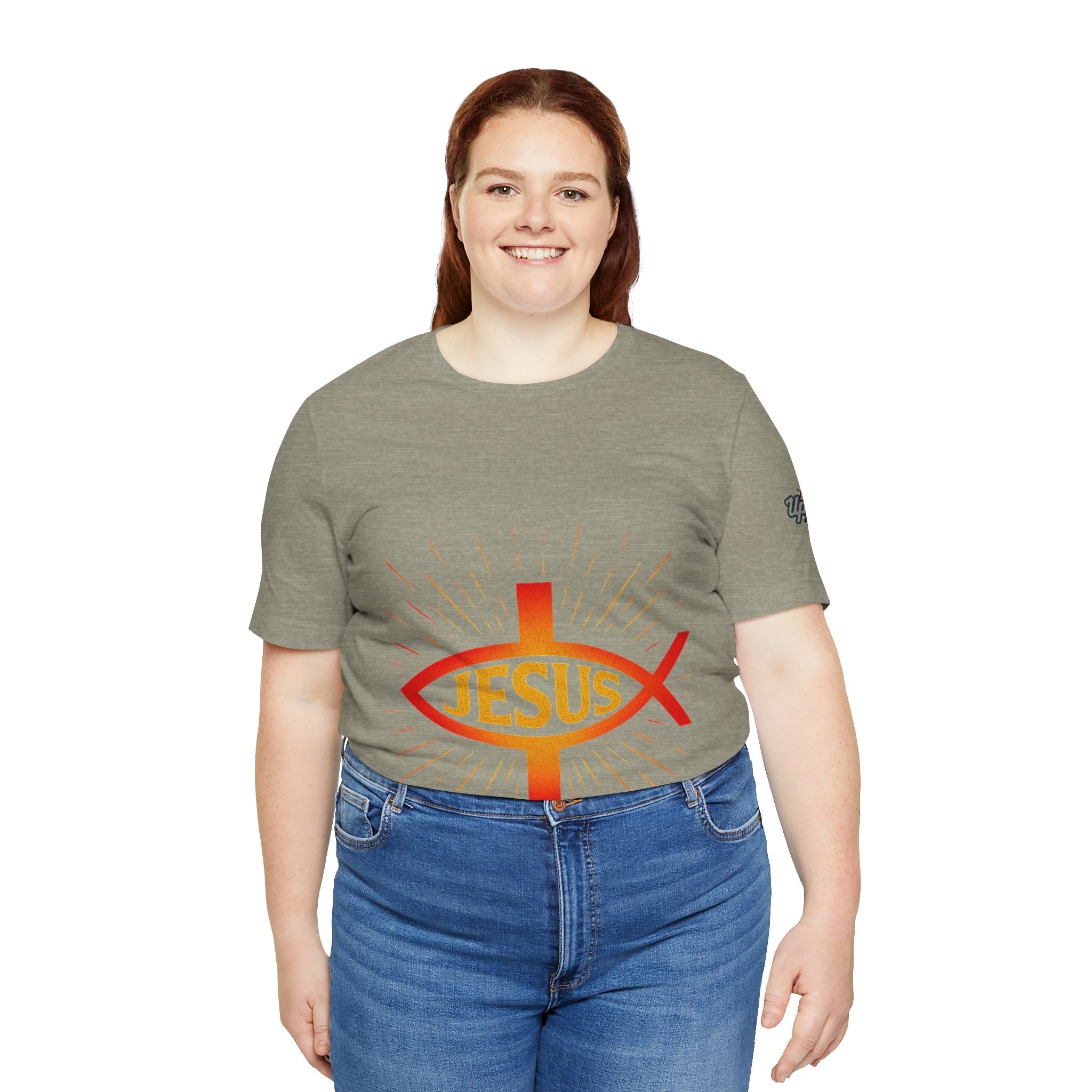 Jesus Ichthys T-shirt – Christian Fish Symbol with Cross & Jesus Inscription T-shirt for Eternal Faith & Streetwear Printify