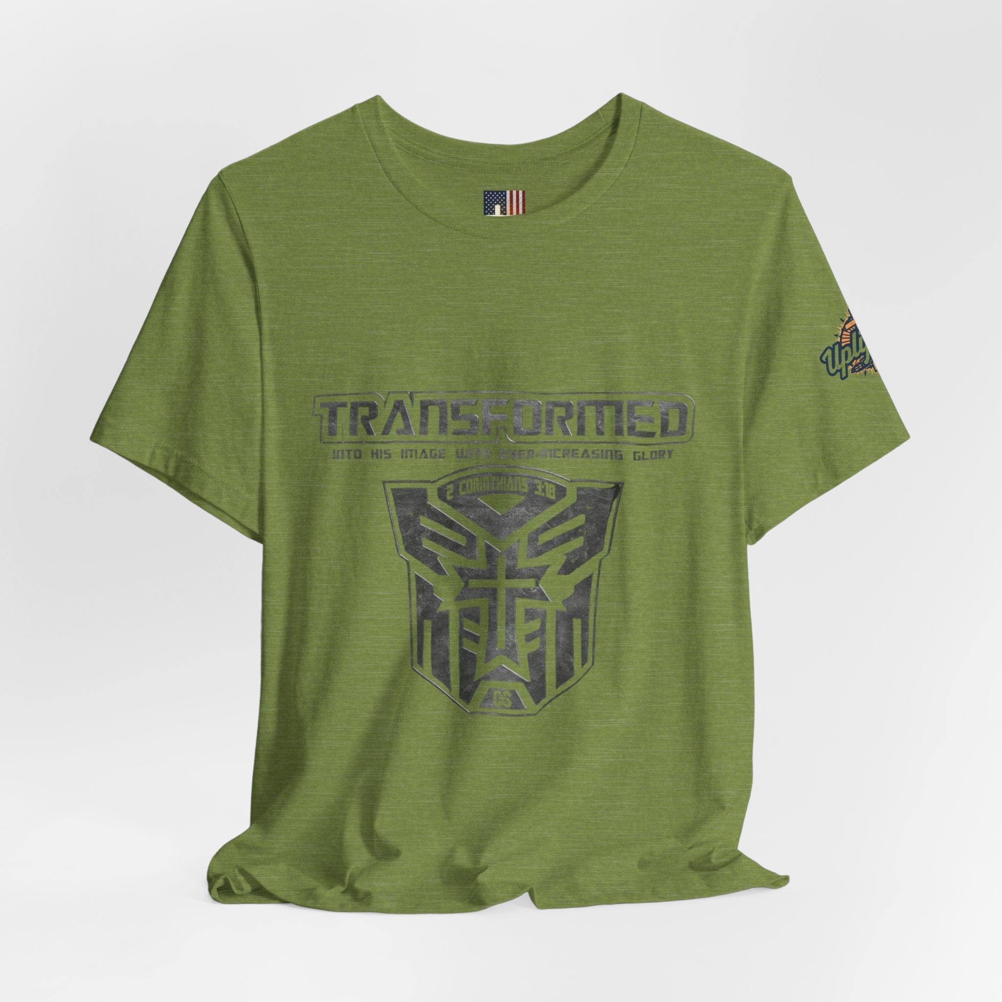 Transformer Logo Christian T-shirt | 2 Corinthians 3:18 Bible Verse T-shirt Printify