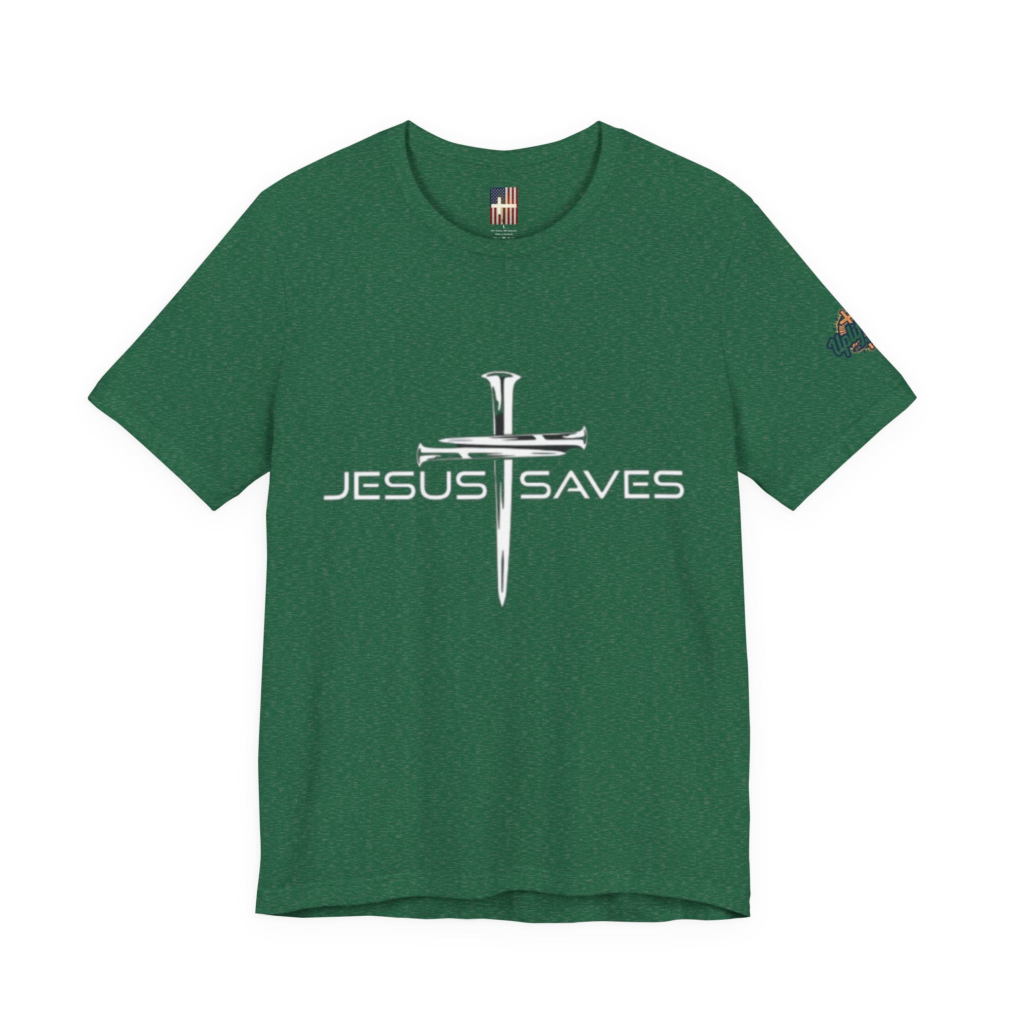 Jesus Saves T-shirt – 3 Nails Crucifix Cross Christian T-shirt for Redemption Faith & Bold Salvation Printify