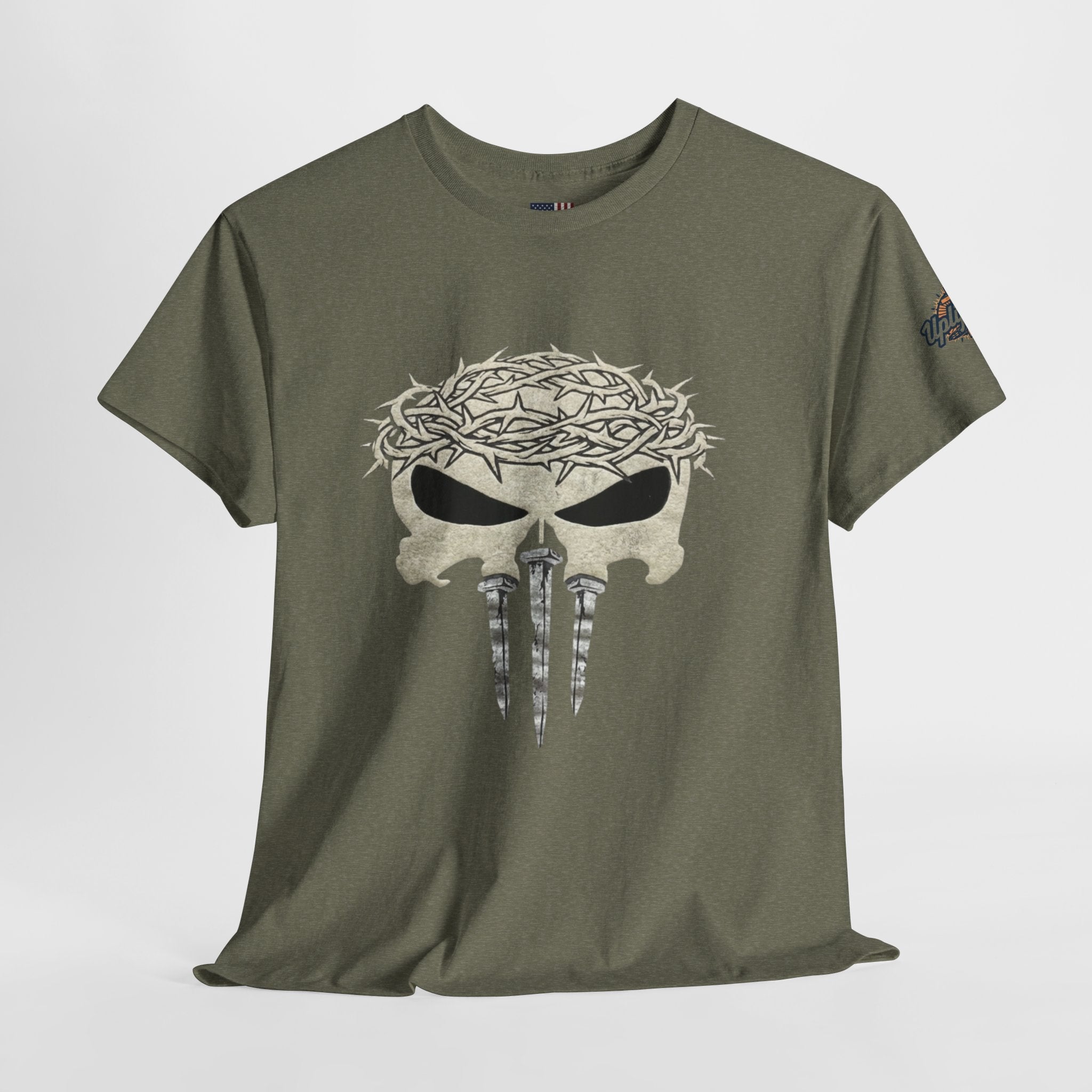 Christian Skull T-shirt - Crown of Thorns & Nails - Warrior Faith T-shirt Printify