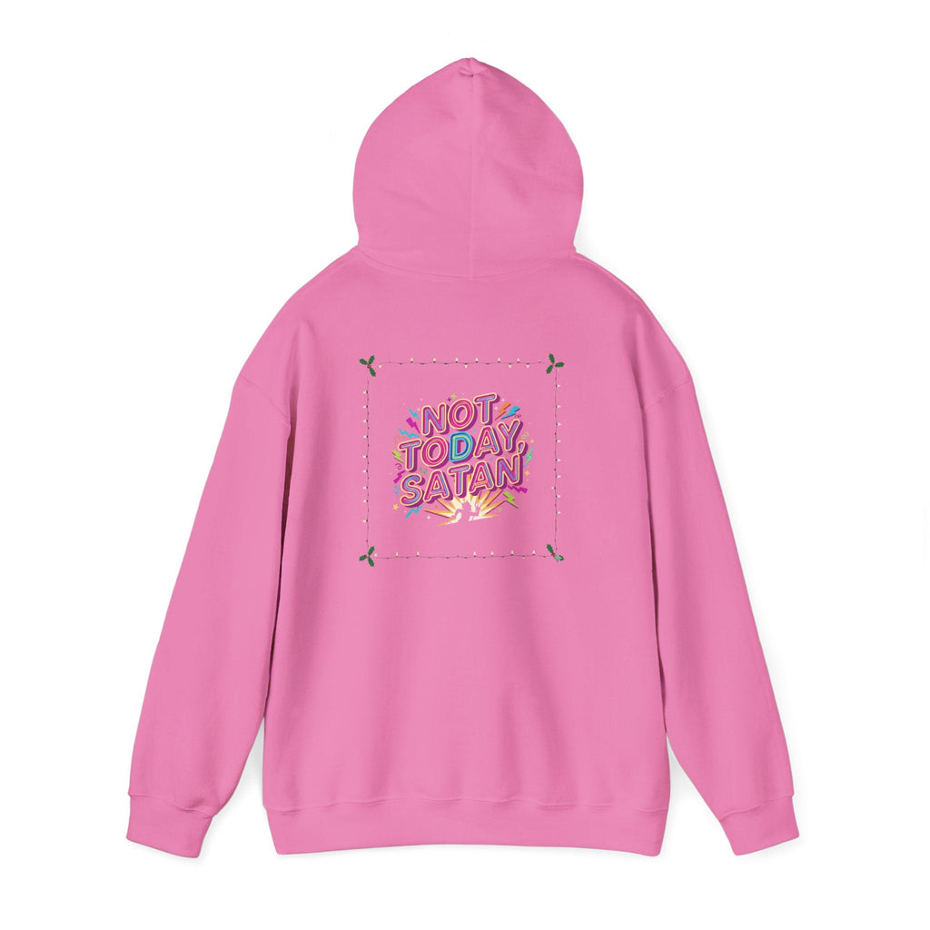 🔥 Not Today, Satan – Retro 90s Christian Hoodie | Neon Faith Tee | Funky Cartoon Devil | Bold Bible Verse Shirt | Uplifted Gear Printify