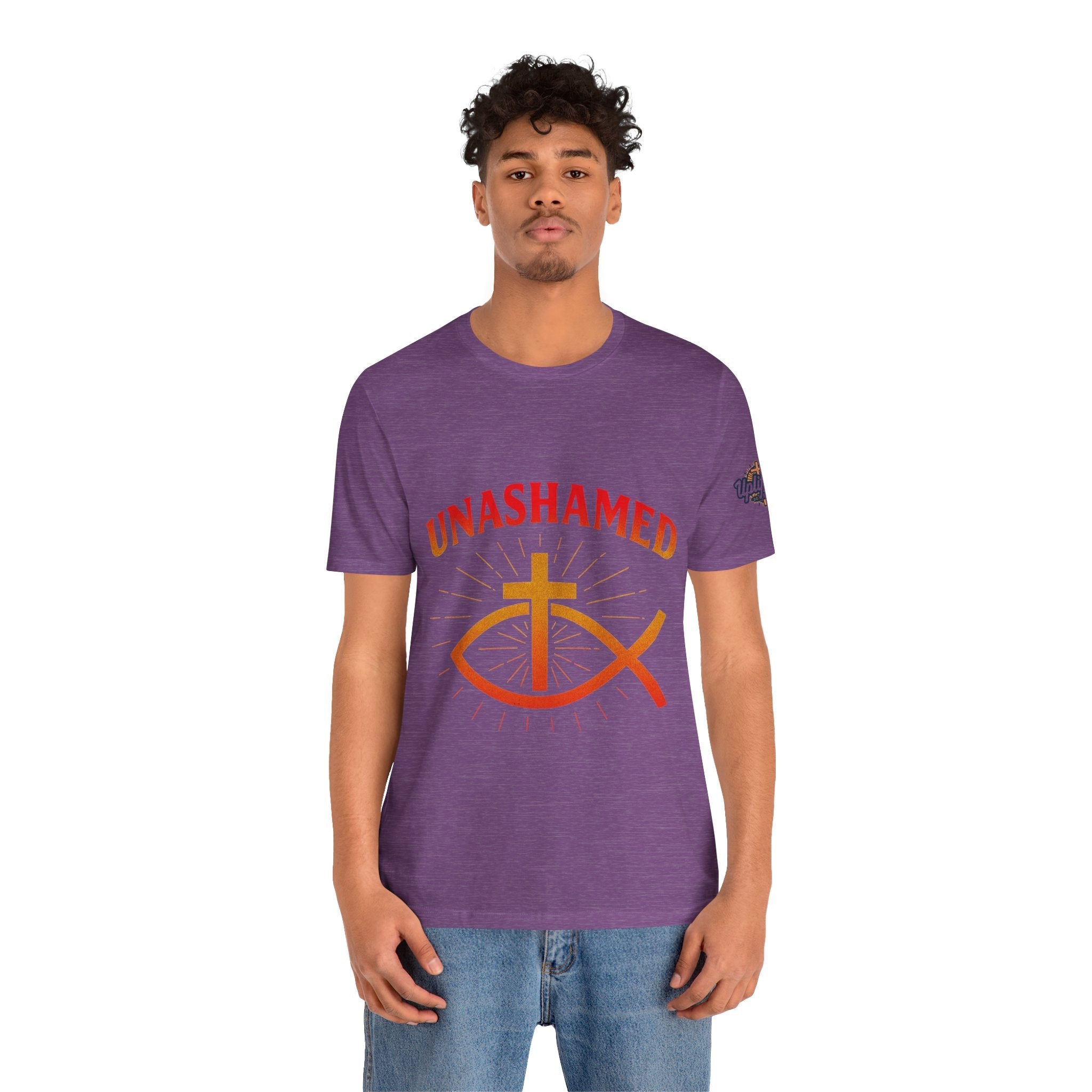 Unashamed T-shirt – Ichthys Jesus Fish & Cross Christian T-shirt for Romans 1:16 Bold Faith Printify