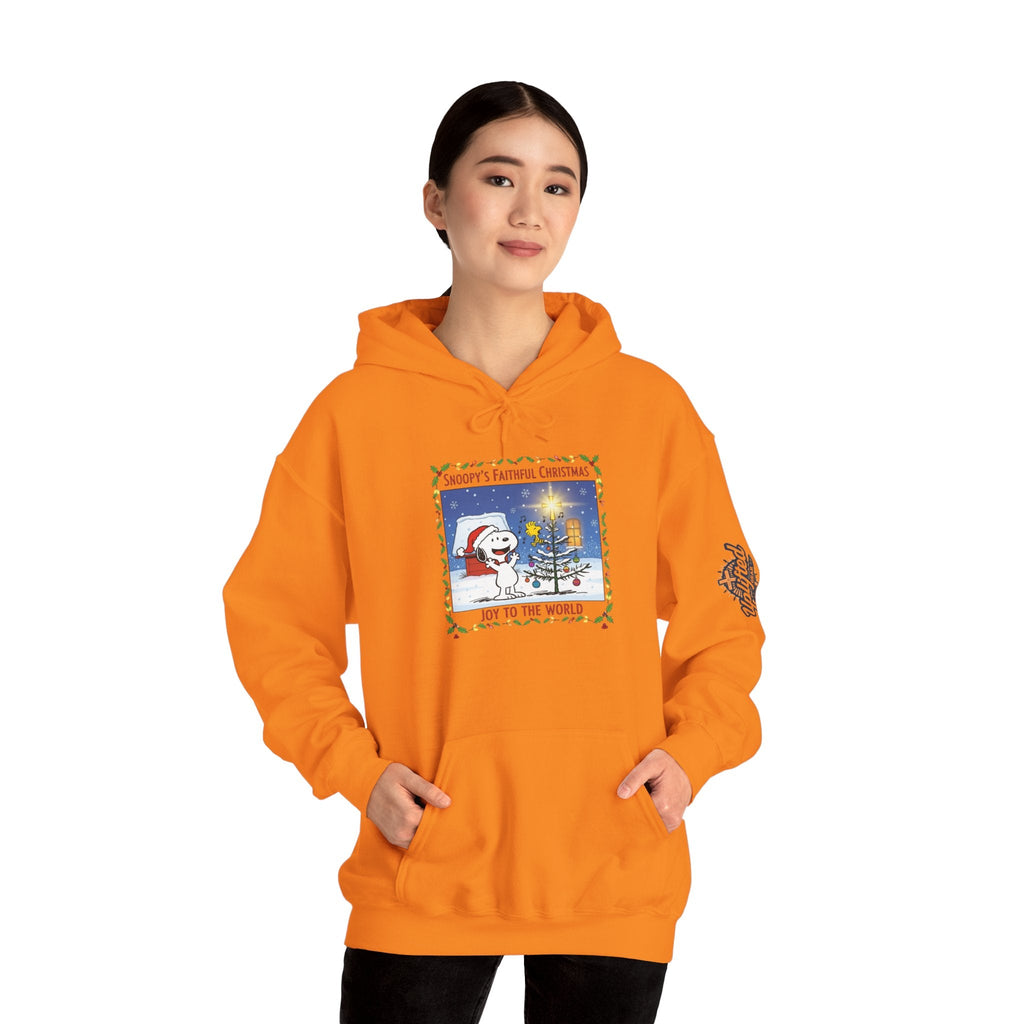 🎄 Faithful Christmas Friends – Christian Holiday Hoodie | Festive Tree & Cartoon Duo | Heartwarming Christmas Tee by Uplifted Gear Printify