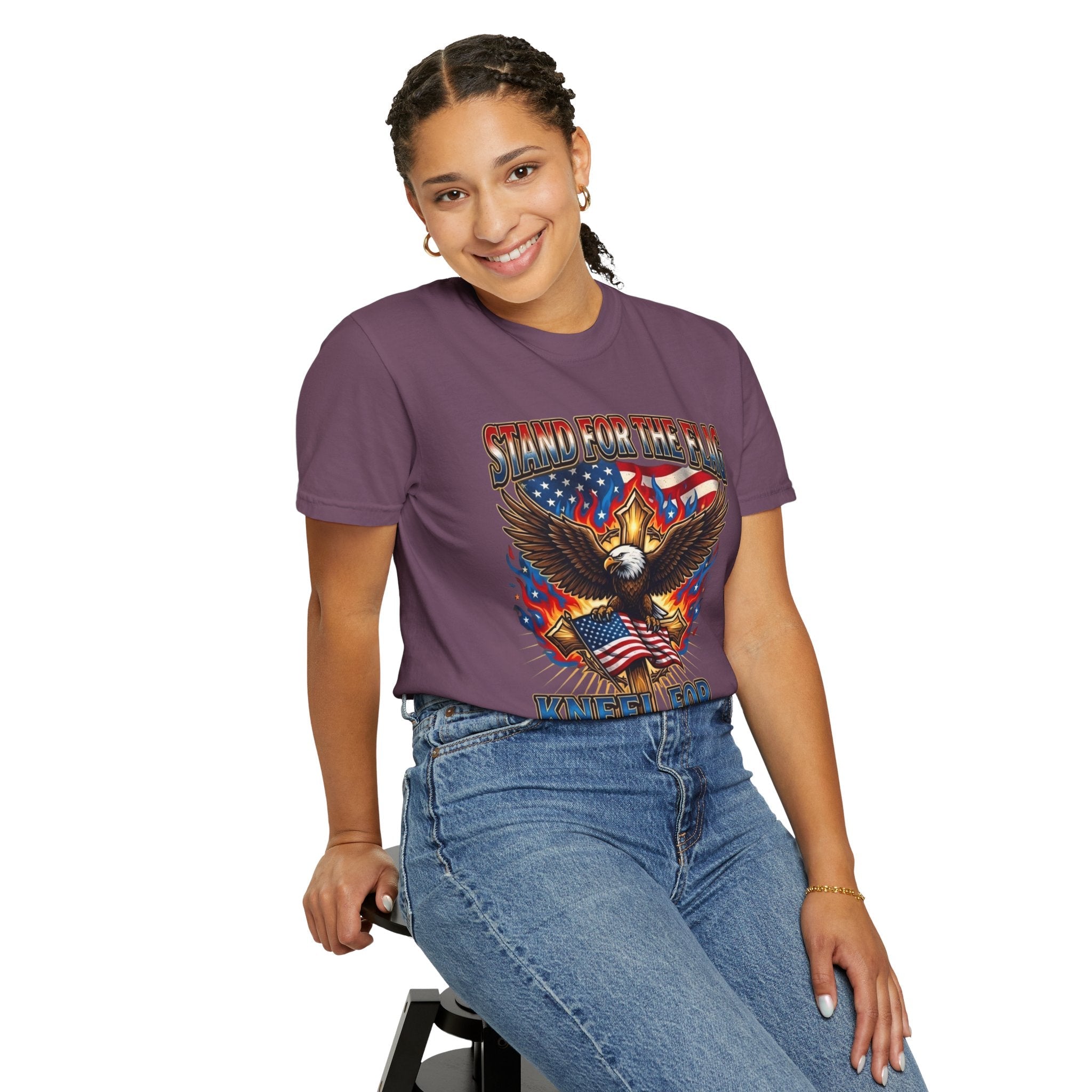 Stand for the Flag Kneel for the Cross T-shirt | Patriotic Eagle T-shirt Printify