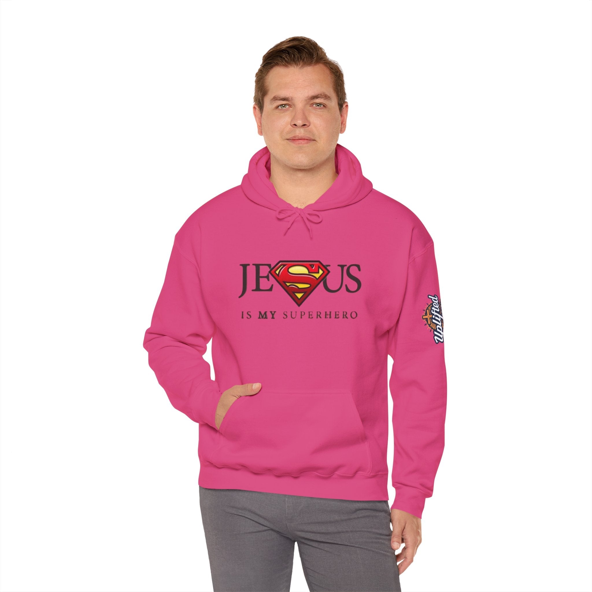 Jesus Is My Superhero Hoodie — Christian Faith Graphic Pullover Printify