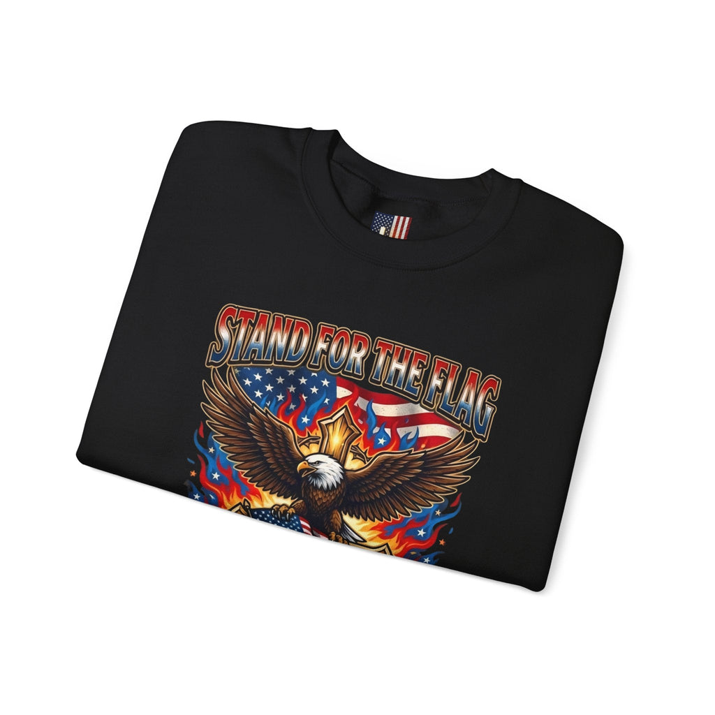 Stand for the Flag Kneel for the Cross Sweatshirt | Patriotic Eagle Sweatshirt Printify