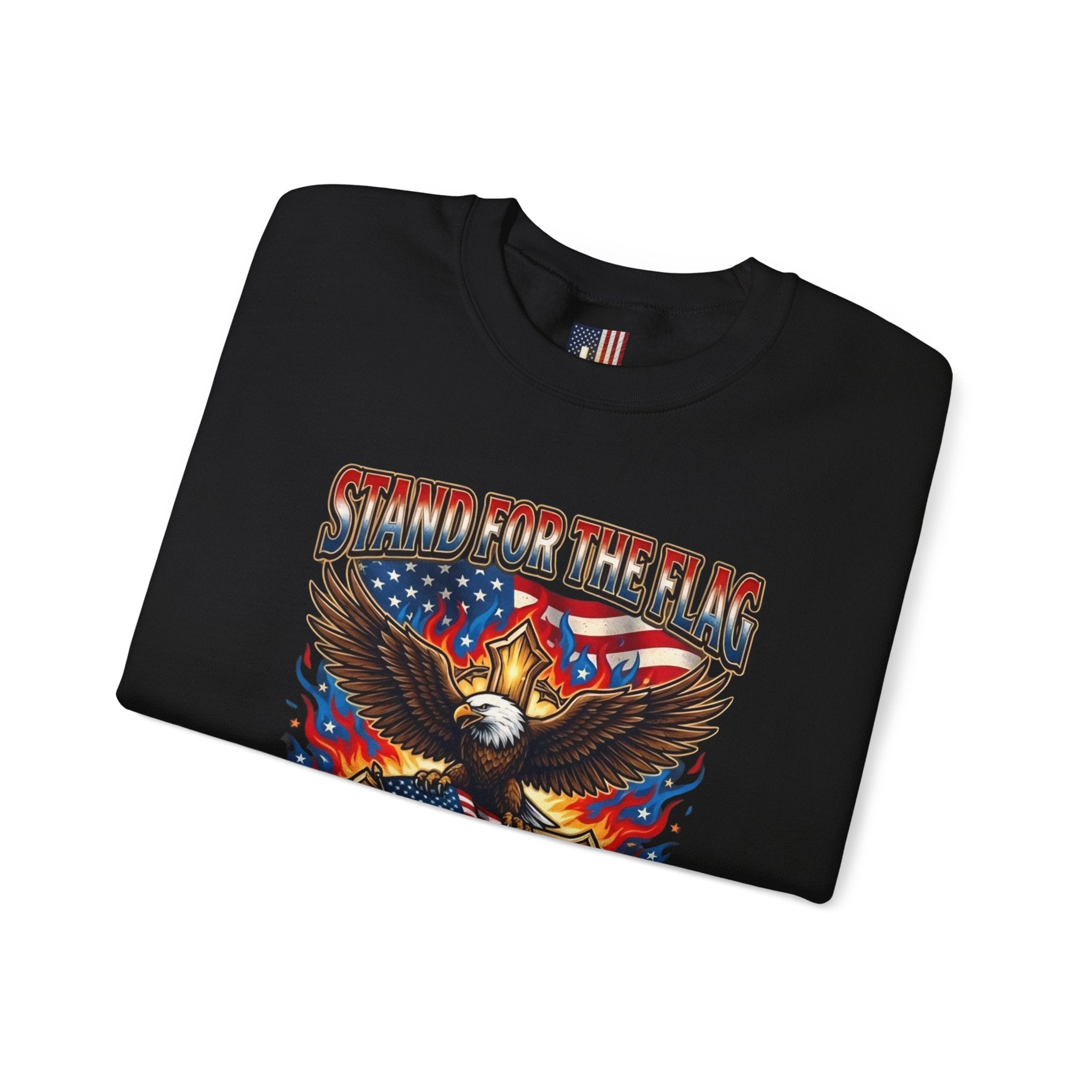 Stand for the Flag Kneel for the Cross Sweatshirt | Patriotic Eagle Sweatshirt Printify