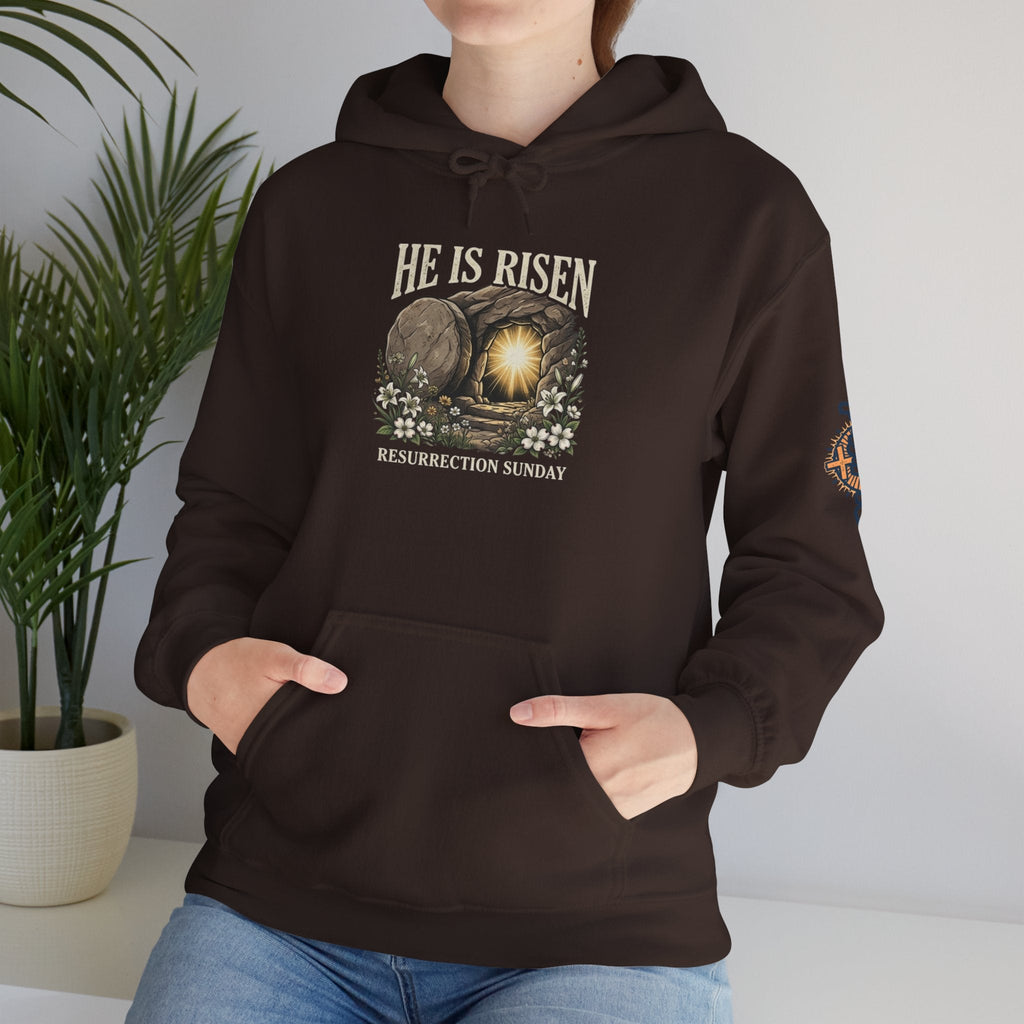 He Is Risen Hoodie — Jesus Christ Resurrection Easter Hoodie Printify