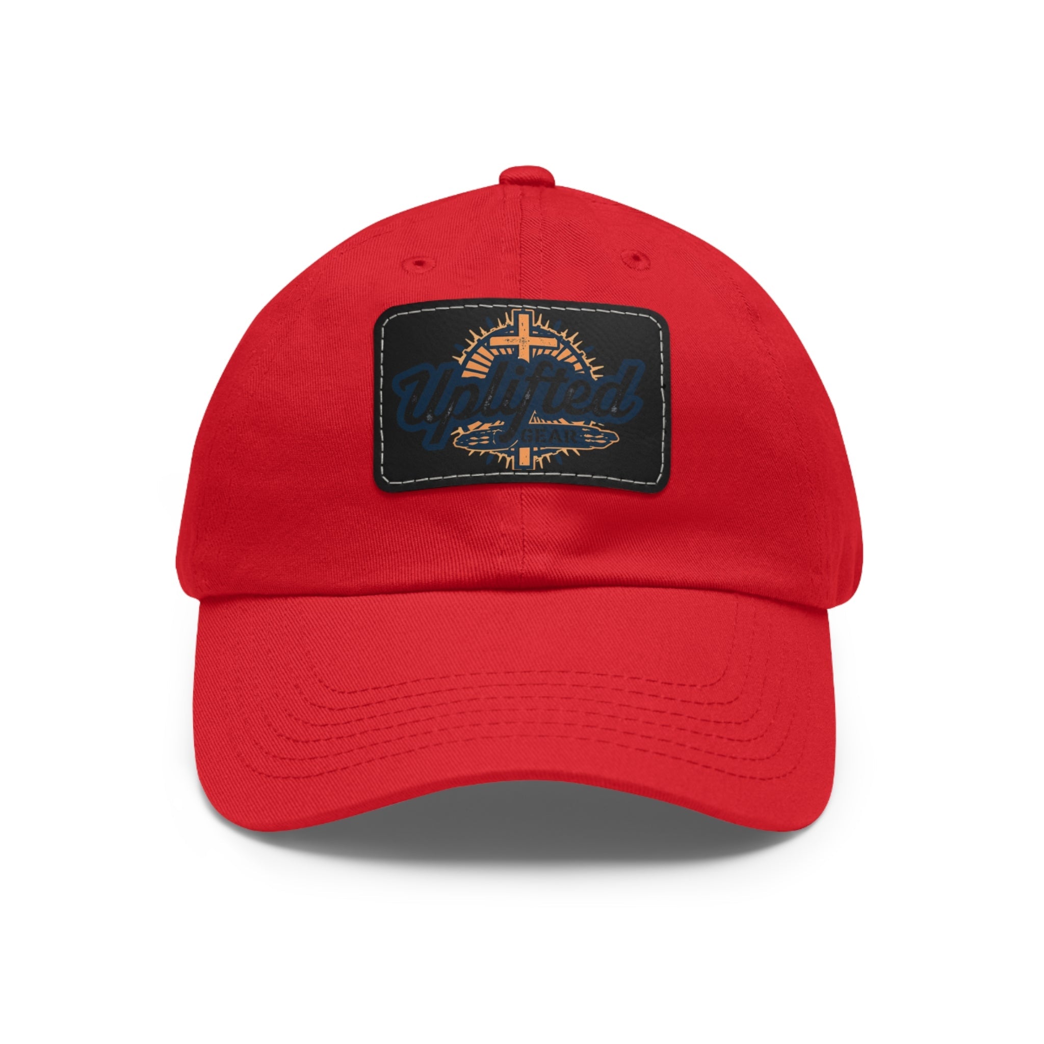 Uplifted Gear Leather Patch Dad Hat — Vintage Aviation Logo Cap Printify