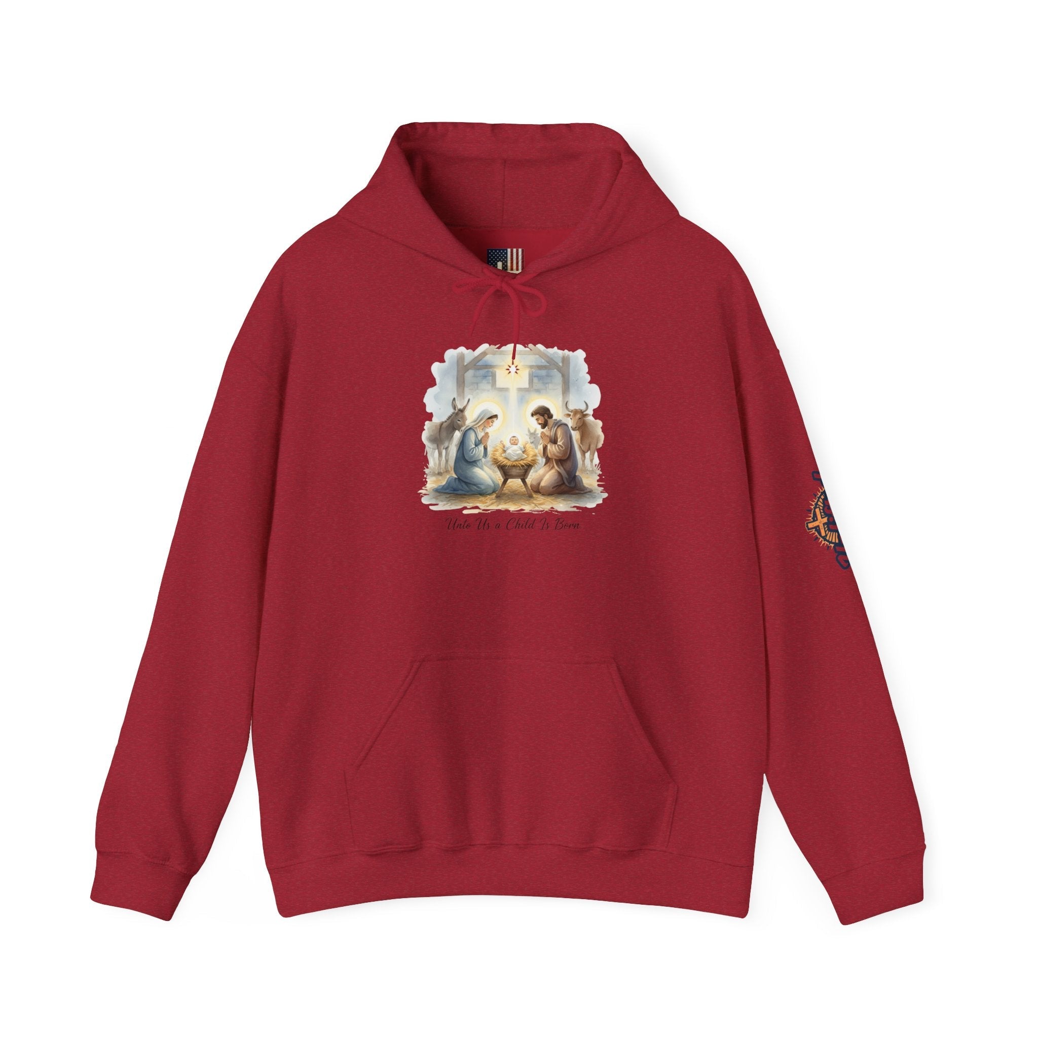 Unto Us a Child is Born Hoodie – Isaiah 9:6 Nativity Manger Scene Christian Christmas Sweatshirt for Holy Night Faith Printify