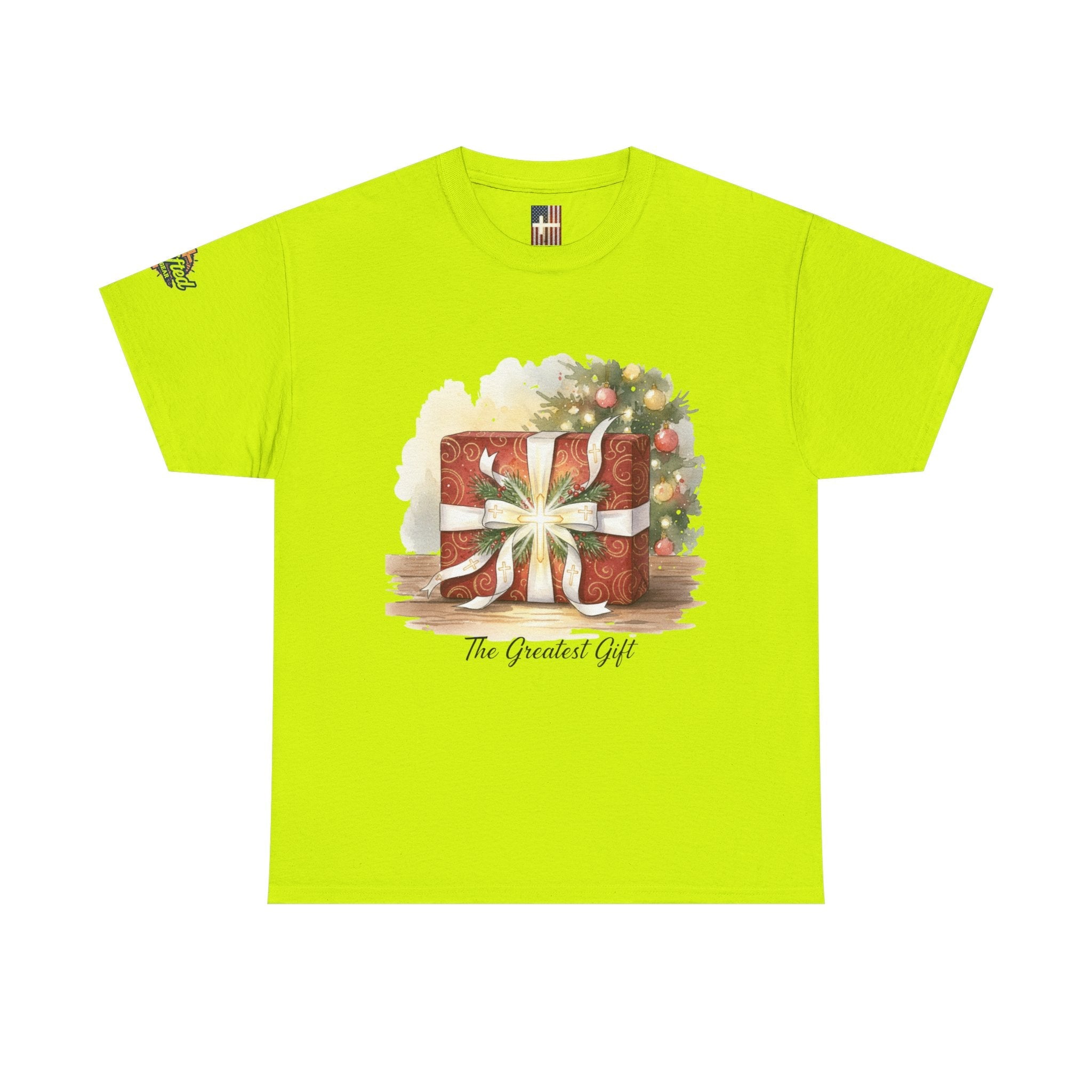 The Greatest Gift T-shirt – Cross Bow Present Christian T-shirt for Christmas Salvation & Eternal Faith Printify