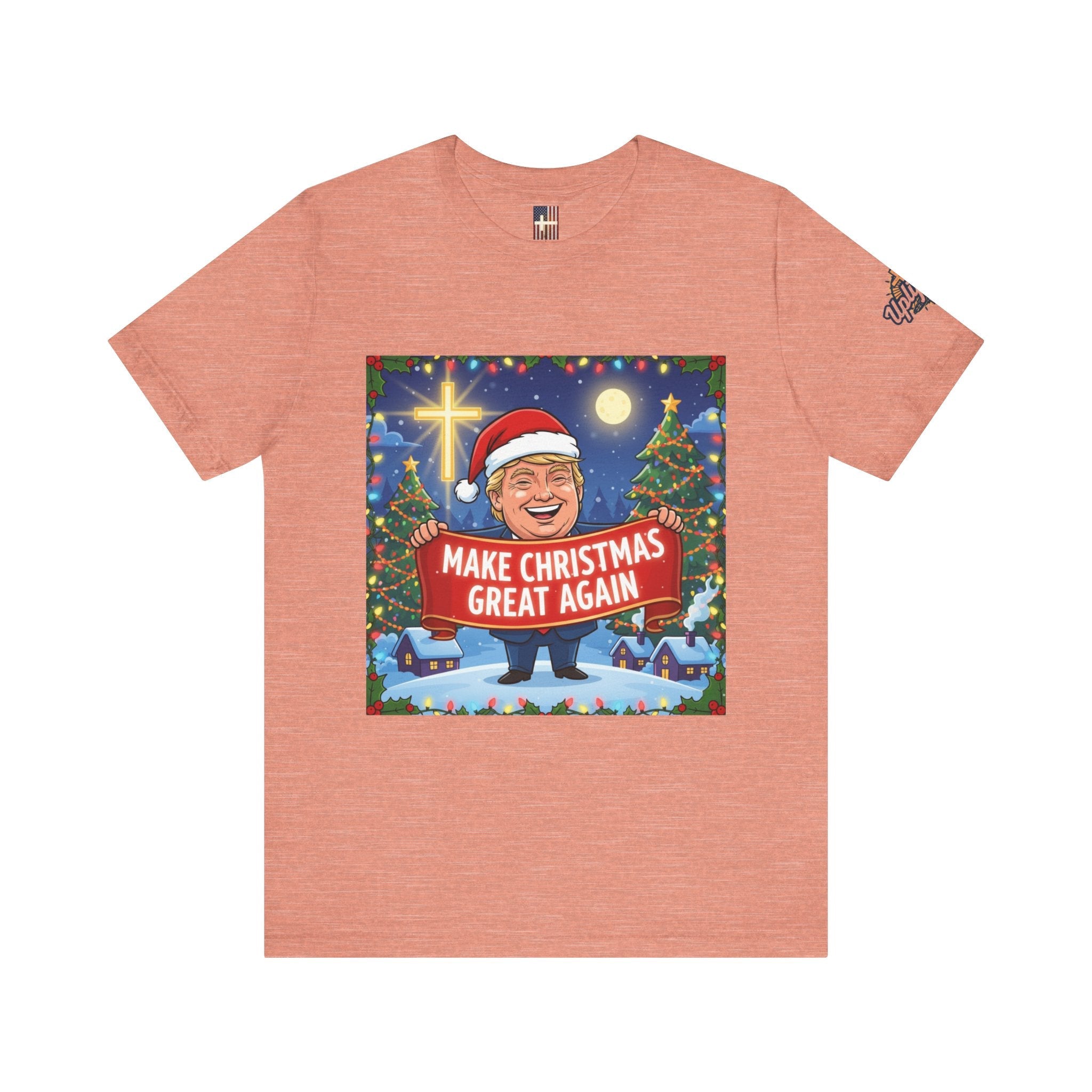 🎄 Make Christmas Great Again – Patriotic Christian Christmas T-Shirt | Bold Holiday Faith Tee | Red & White Banner Design | Uplifted Gear Printify