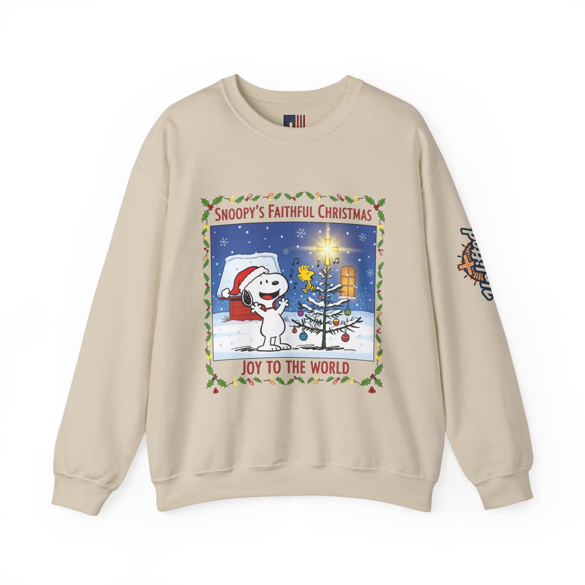 🎄 Faithful Christmas Friends – Christian Holiday Sweatshirt | Festive Tree & Cartoon Duo | Heartwarming Christmas Tee by Uplifted Gear Printify