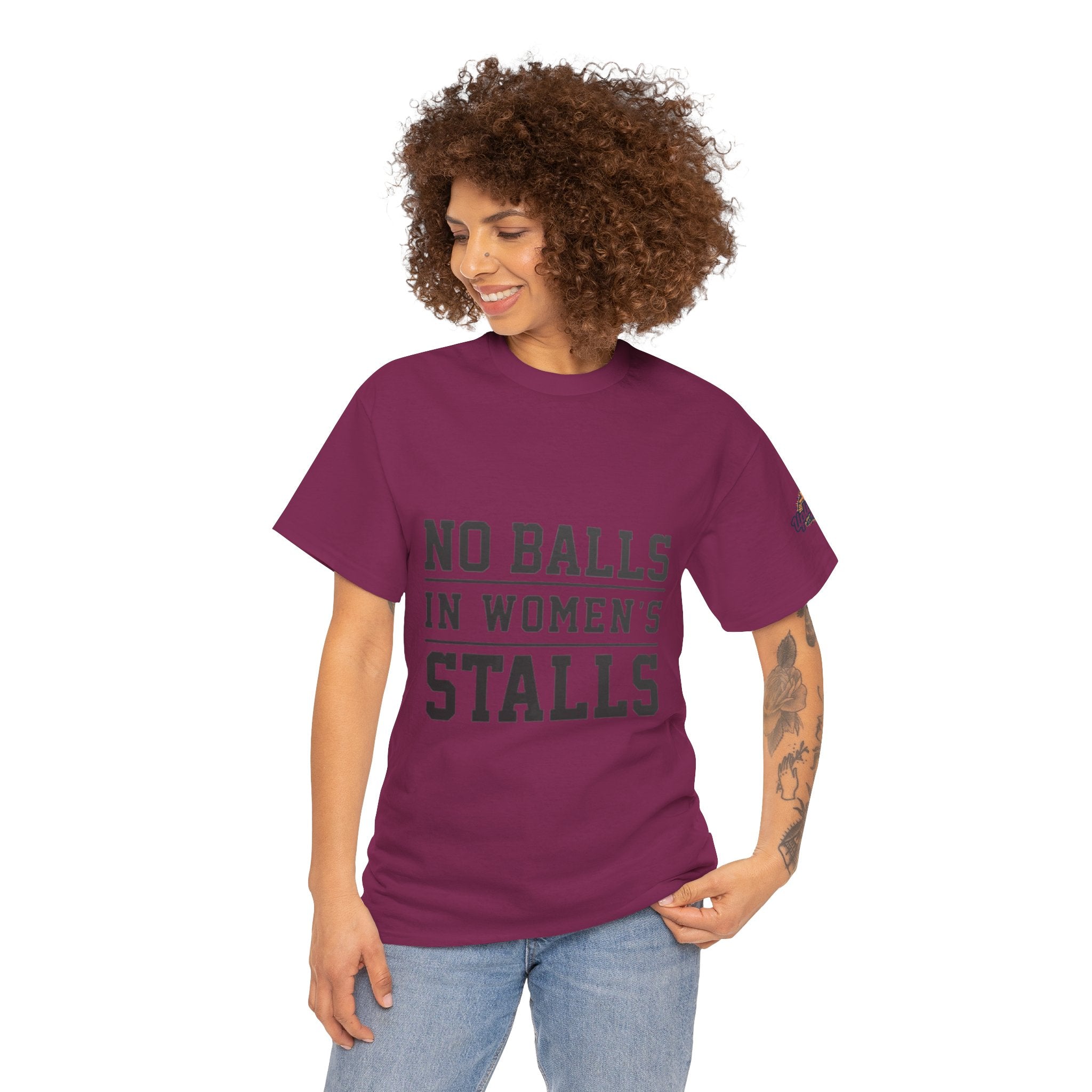 No Balls in Women's Stalls Retro Protest T-Shirt Printify