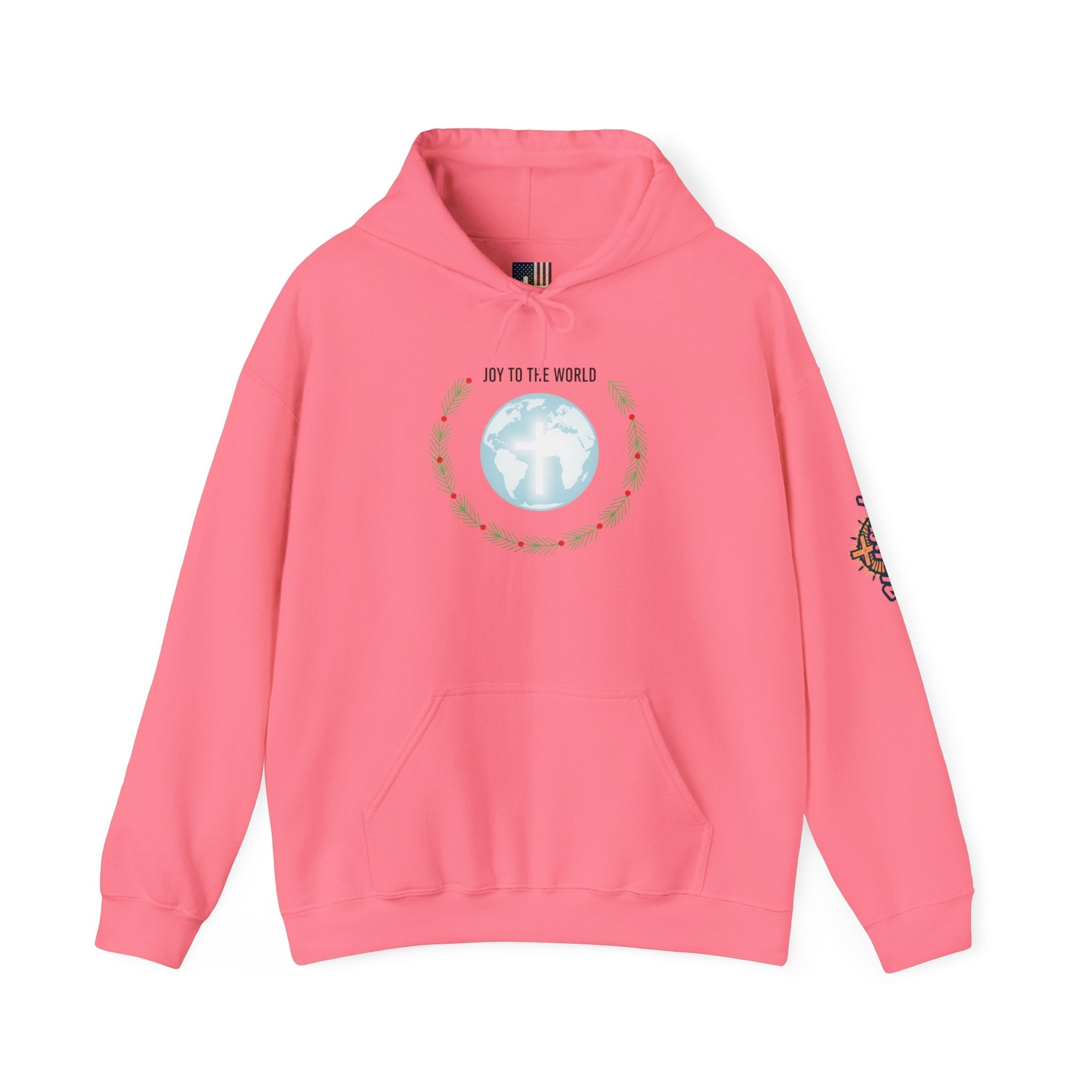 Joy to the World Hoodie – Wreath Earth Nativity Christian Christmas Sweatshirt for Isaiah 9:6 Holiday Faith & Festive Joy Printify