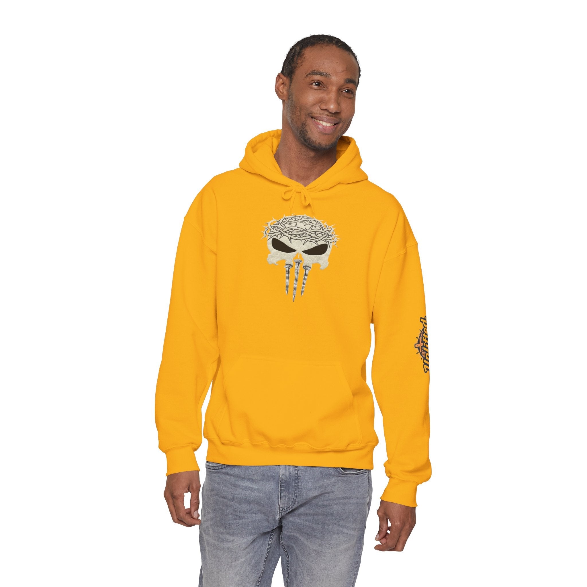 Christian Skull Hoodie - Crown of Thorns & Nails - Warrior Faith Hoodie Printify