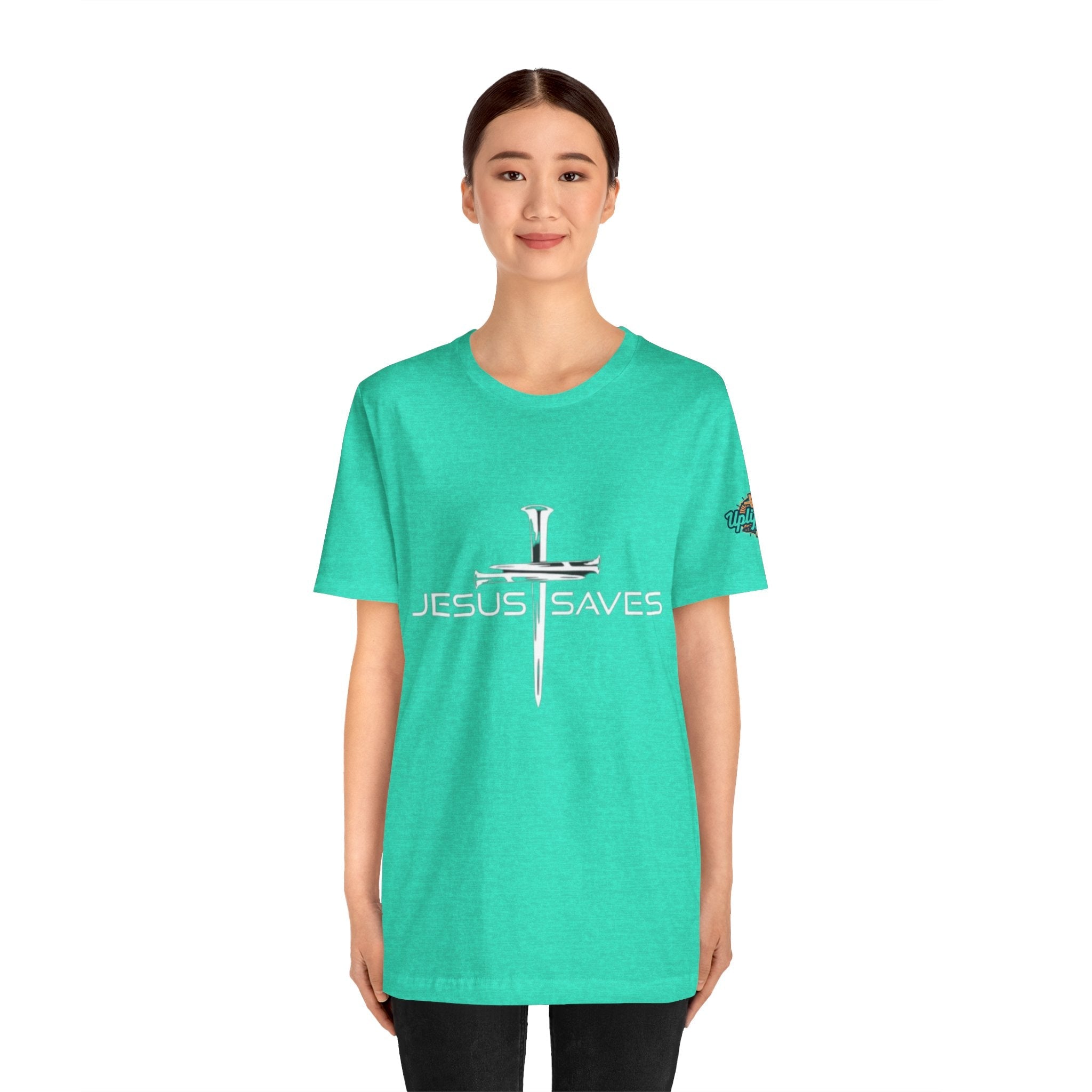 Jesus Saves T-shirt – 3 Nails Crucifix Cross Christian T-shirt for Redemption Faith & Bold Salvation Printify