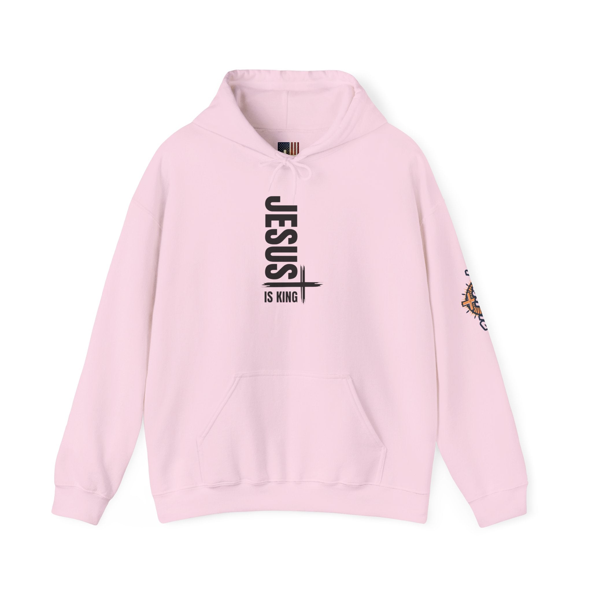 Jesus Is King Hoodie | Modern Typographic Cross Christian Hoodie Printify
