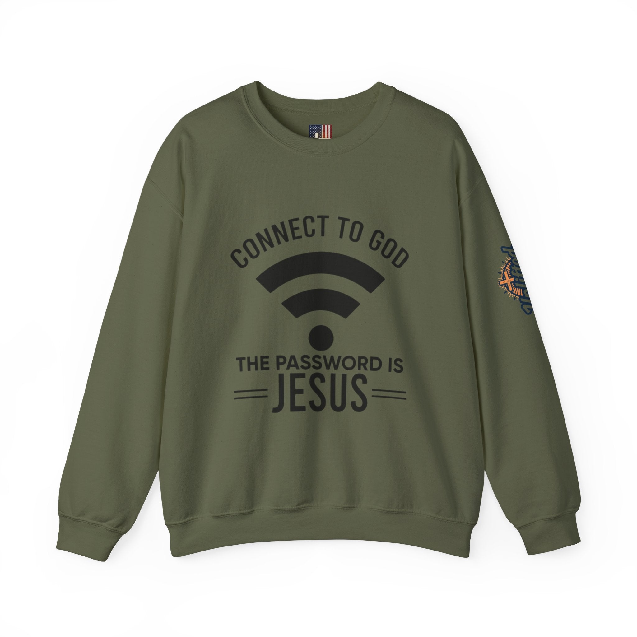 Connect to God Sweatshirt - WIFI Password is Jesus - Funny Christian Faith Sweatshirt Printify